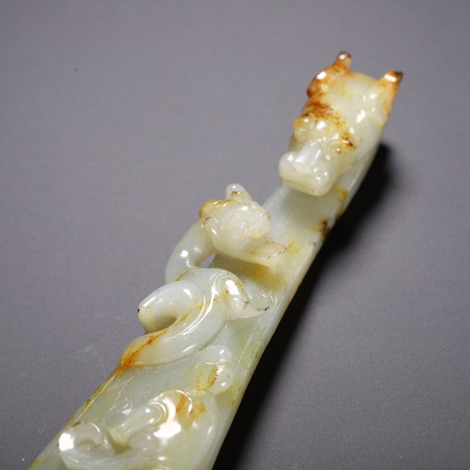 A Chinese White Jade Dragon Belt Hook - 8