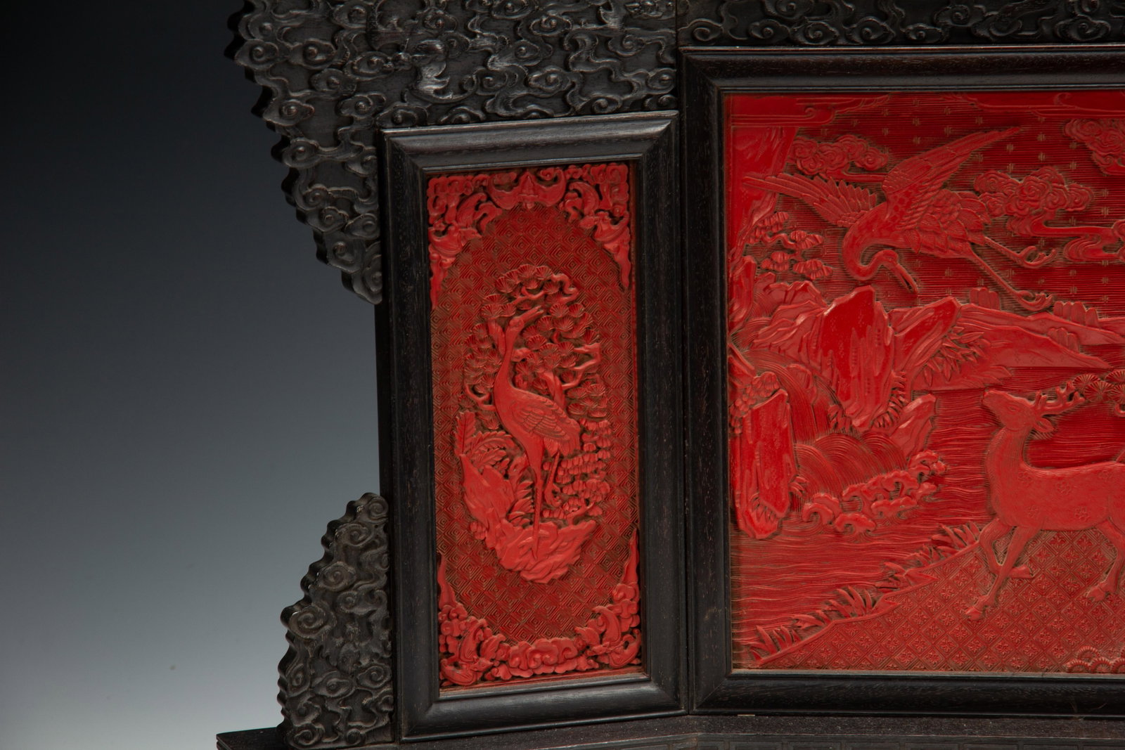 Chinese Cinnabar Lacquer Carved Screen - 3