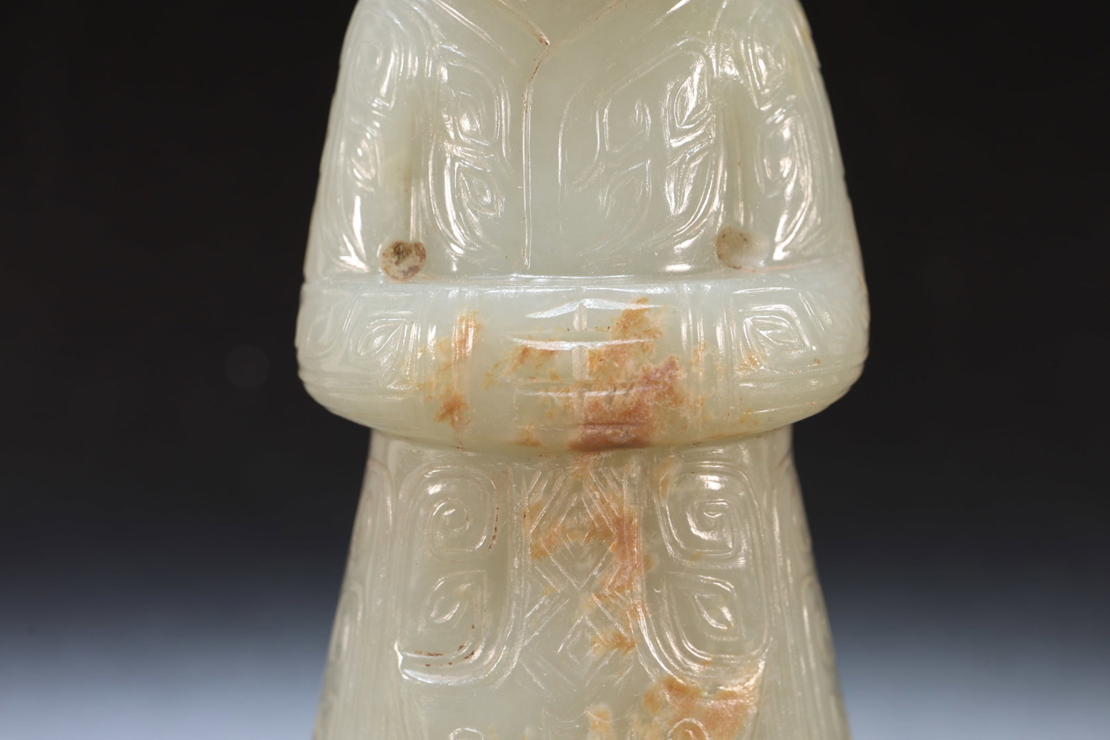 A Jade Carved Beast Face Pattern Character Shape Figure - 3