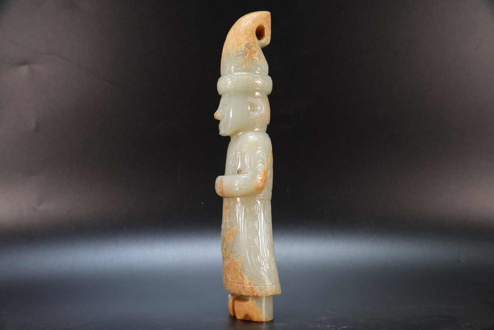 A Jade Carved Beast Face Pattern Character Shape Figure - 5