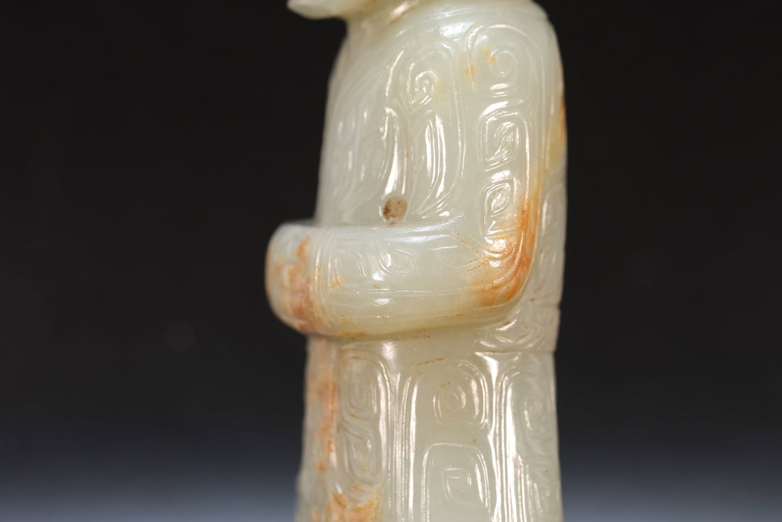 A Jade Carved Beast Face Pattern Character Shape Figure - 7
