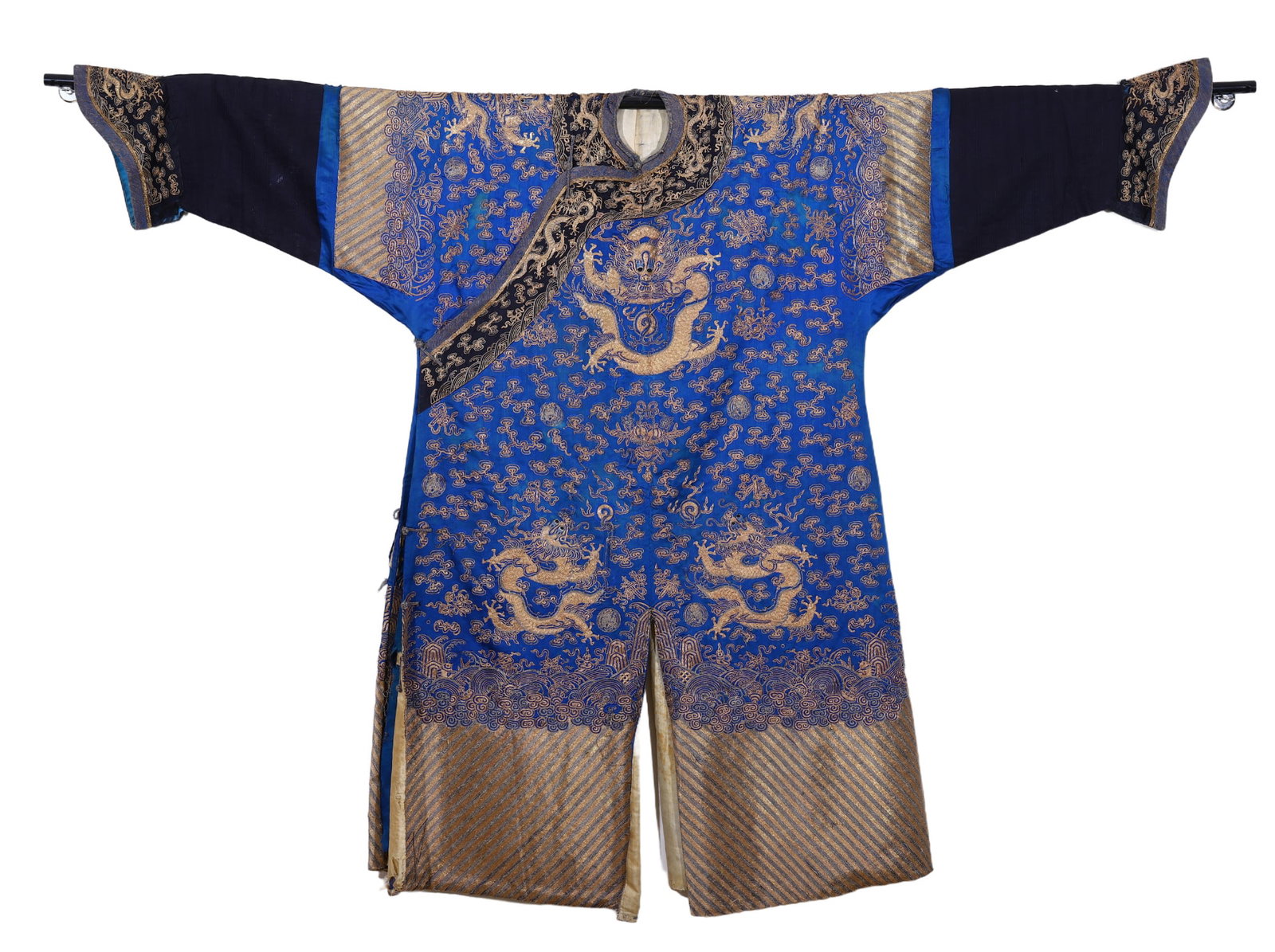 Chinese Blue Ground Dragon Robe: Chinese Blue Ground Dragon Robe (185 x 140cm)