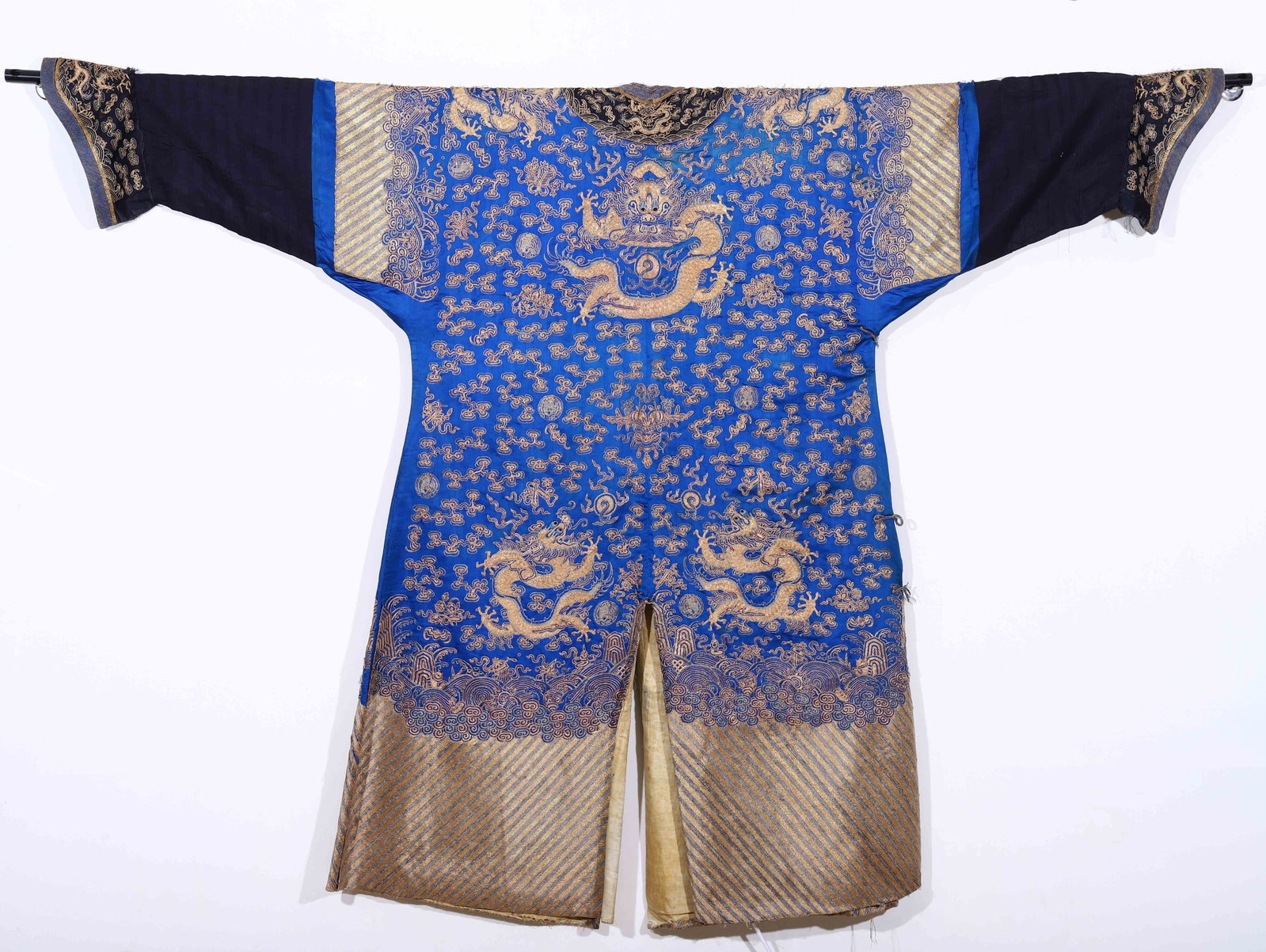 Chinese Blue Ground Dragon Robe - 4