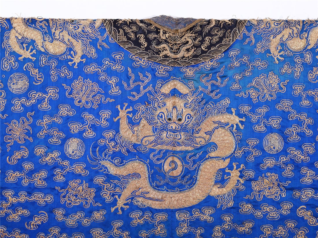 Chinese Blue Ground Dragon Robe - 5