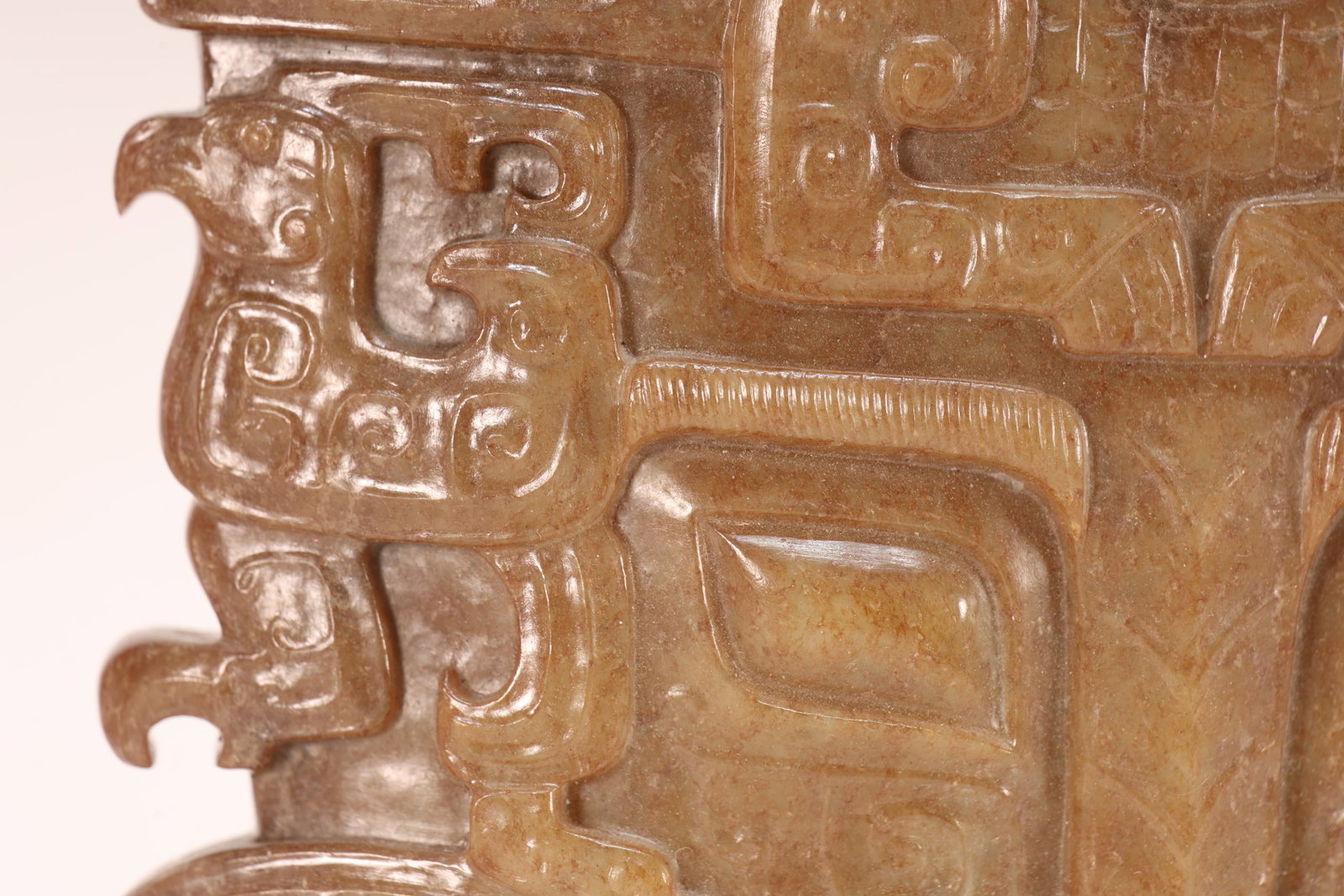 A Jade Carved Beast Face Pattern Figure - 3
