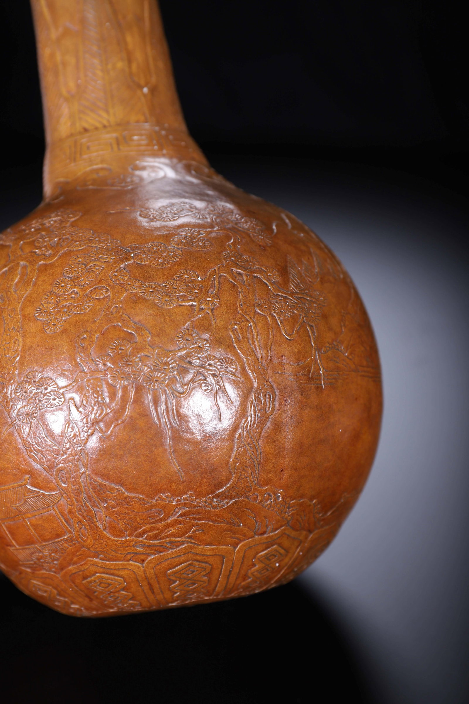 Chinese Molded Gourd Bottle Vase - 7