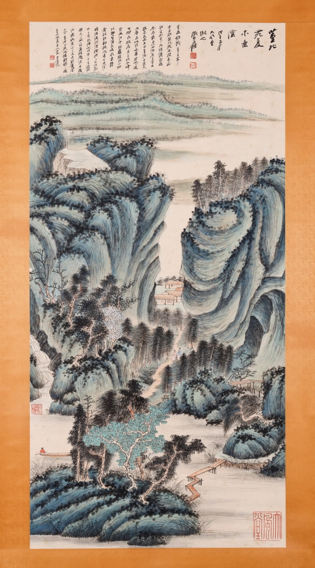 Chinese Drawing Landscape Painting,Zhang Daqian Mark: Chinese Drawing Landscape Painting,Zhang Daqian Mark (132 x 64cm)