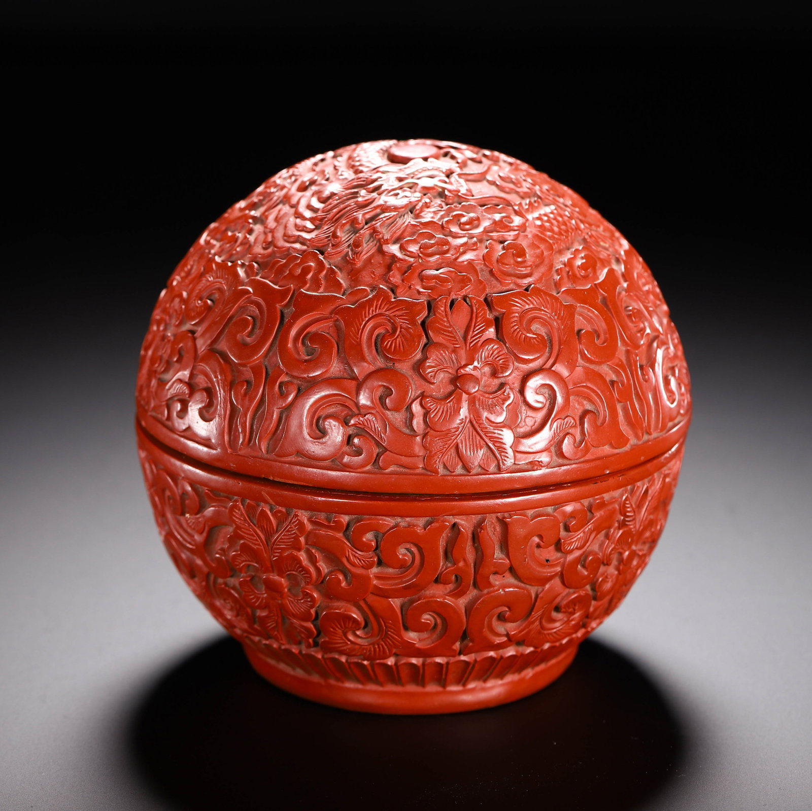 Chinese Cinnabar Lacquer Carved Round Box (1 of 9)