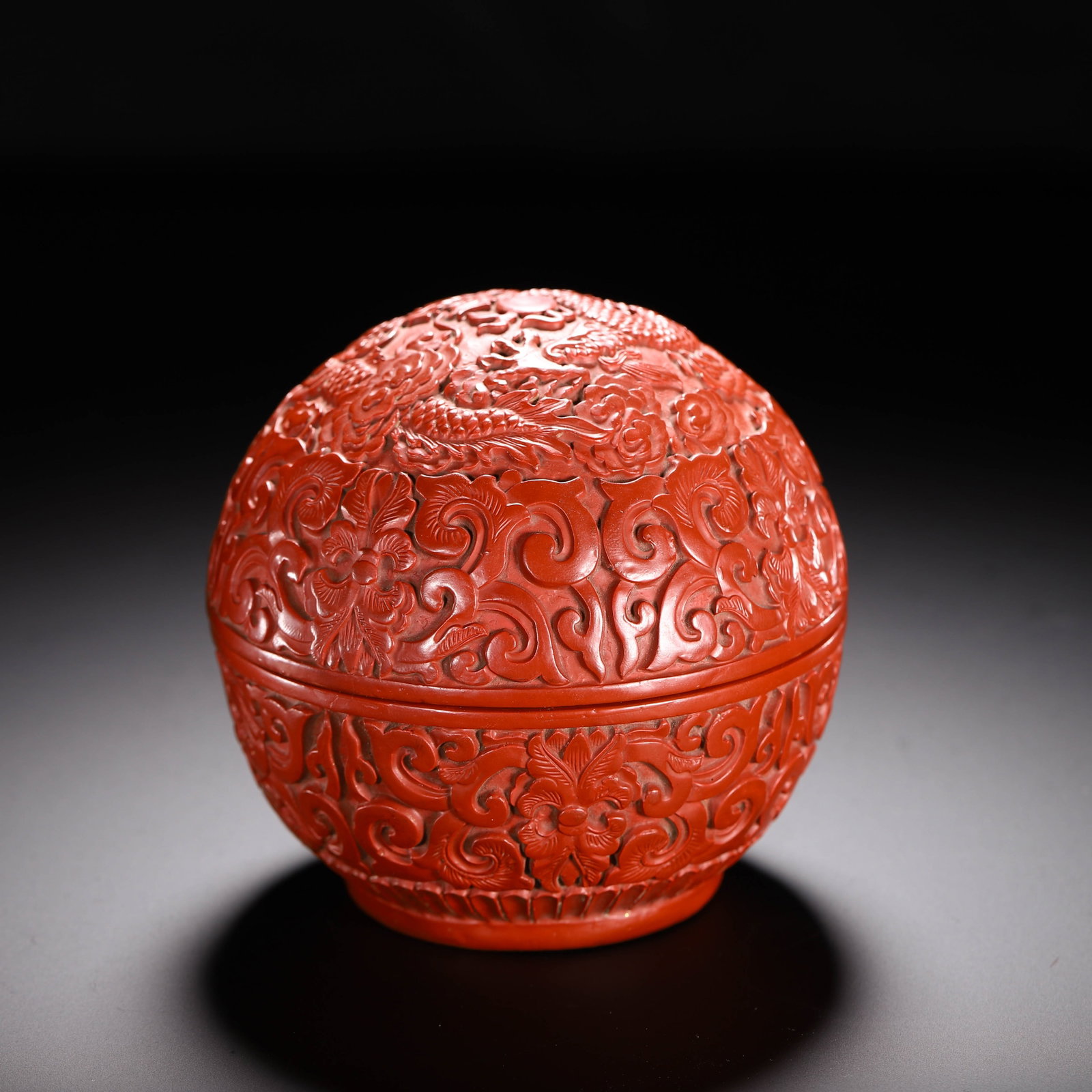Chinese Cinnabar Lacquer Carved Round Box - 4