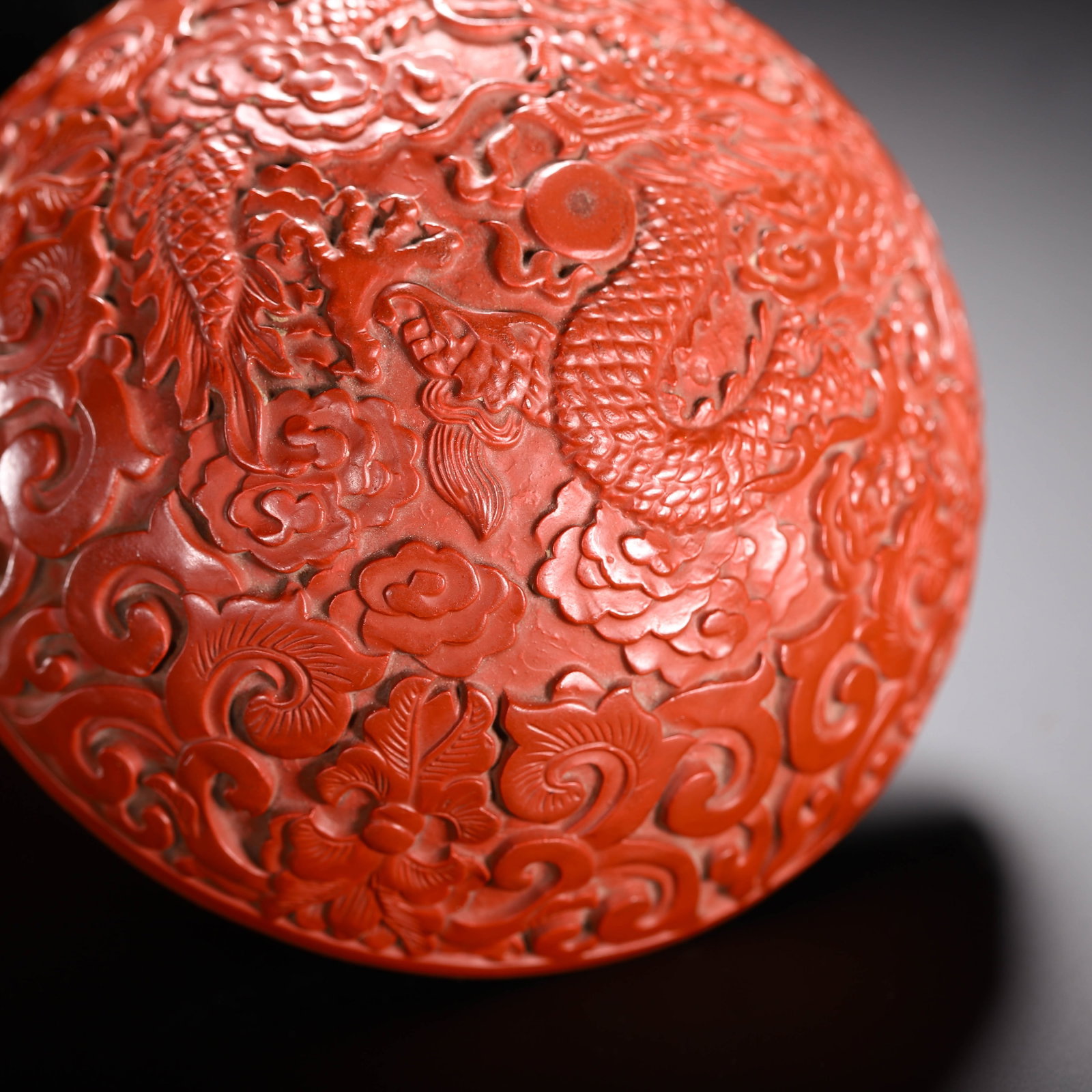 Chinese Cinnabar Lacquer Carved Round Box - 7