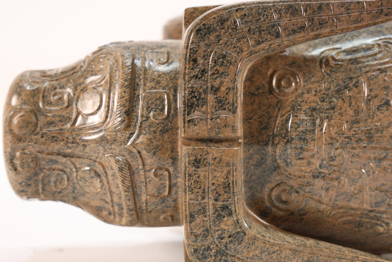 A Jade Carved Beast Face Pattern Ox Shape Figure - 10