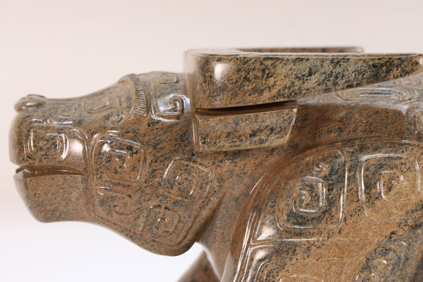 A Jade Carved Beast Face Pattern Ox Shape Figure - 2