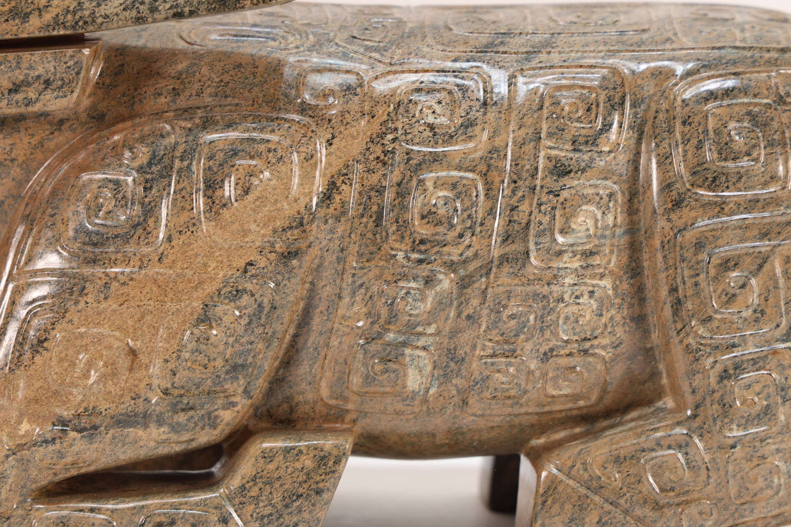 A Jade Carved Beast Face Pattern Ox Shape Figure - 3