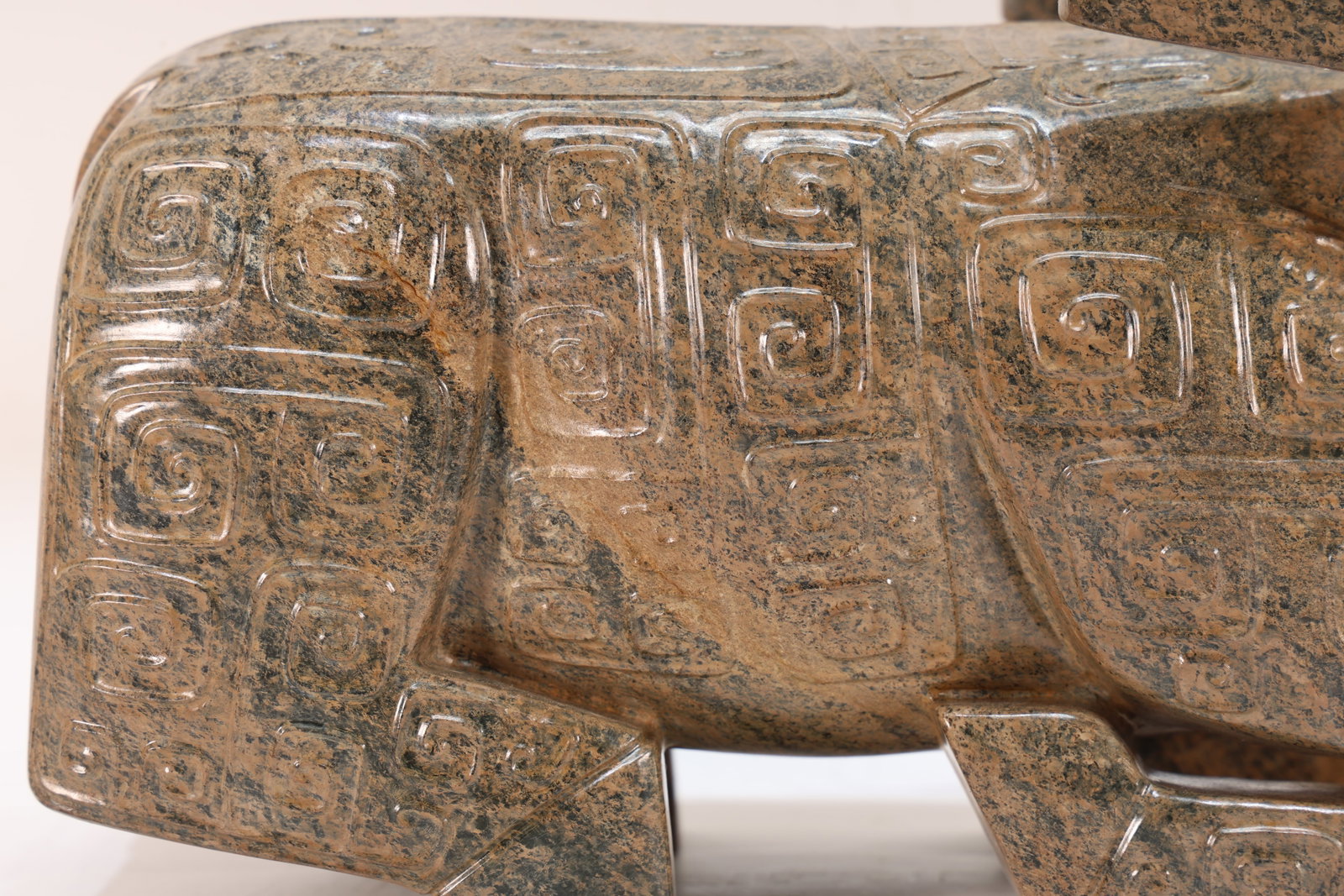 A Jade Carved Beast Face Pattern Ox Shape Figure - 6