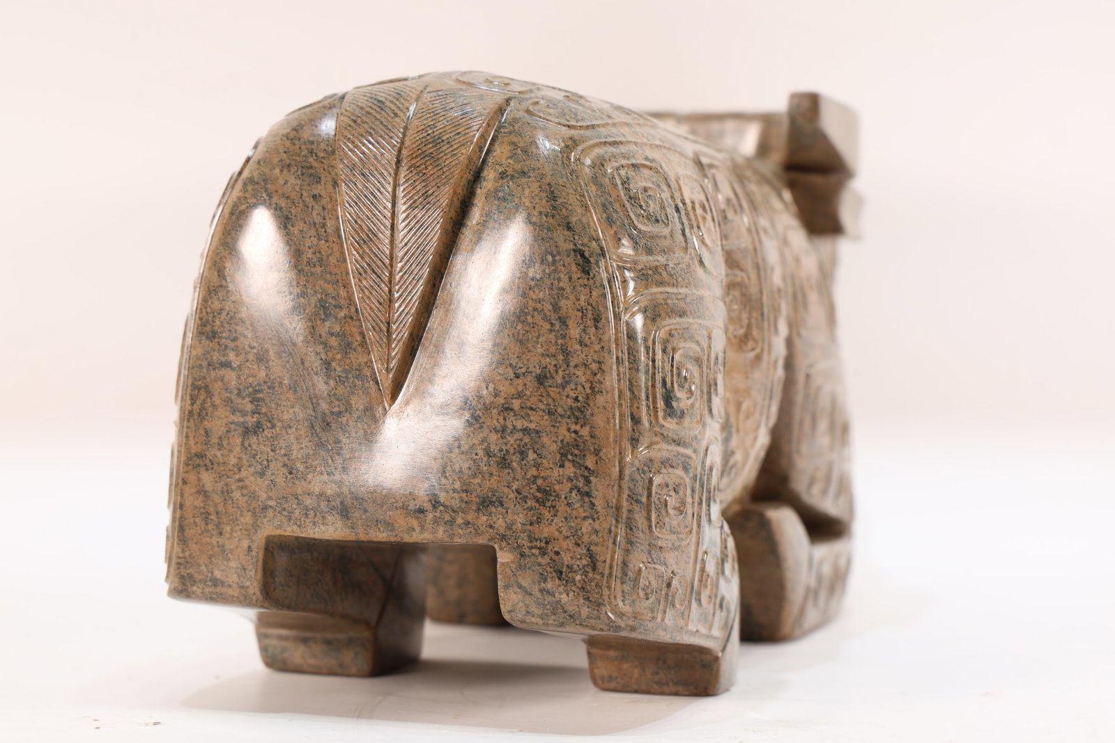 A Jade Carved Beast Face Pattern Ox Shape Figure - 8