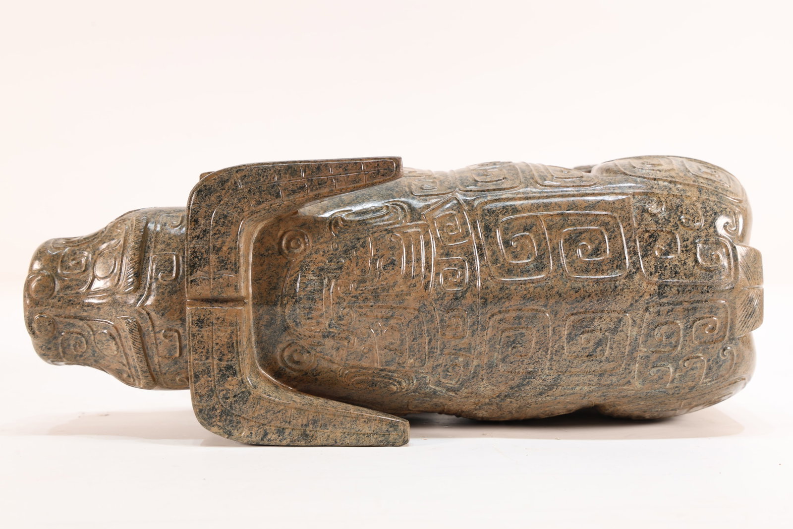 A Jade Carved Beast Face Pattern Ox Shape Figure - 9