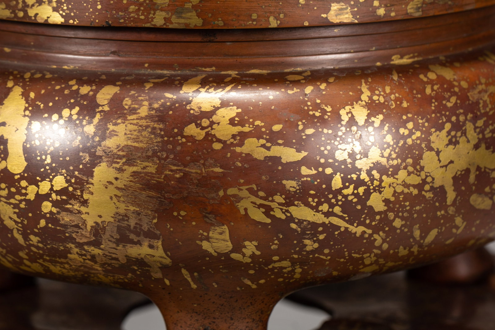 A Chinese Gilt-Splashed Bronze Censer - 2