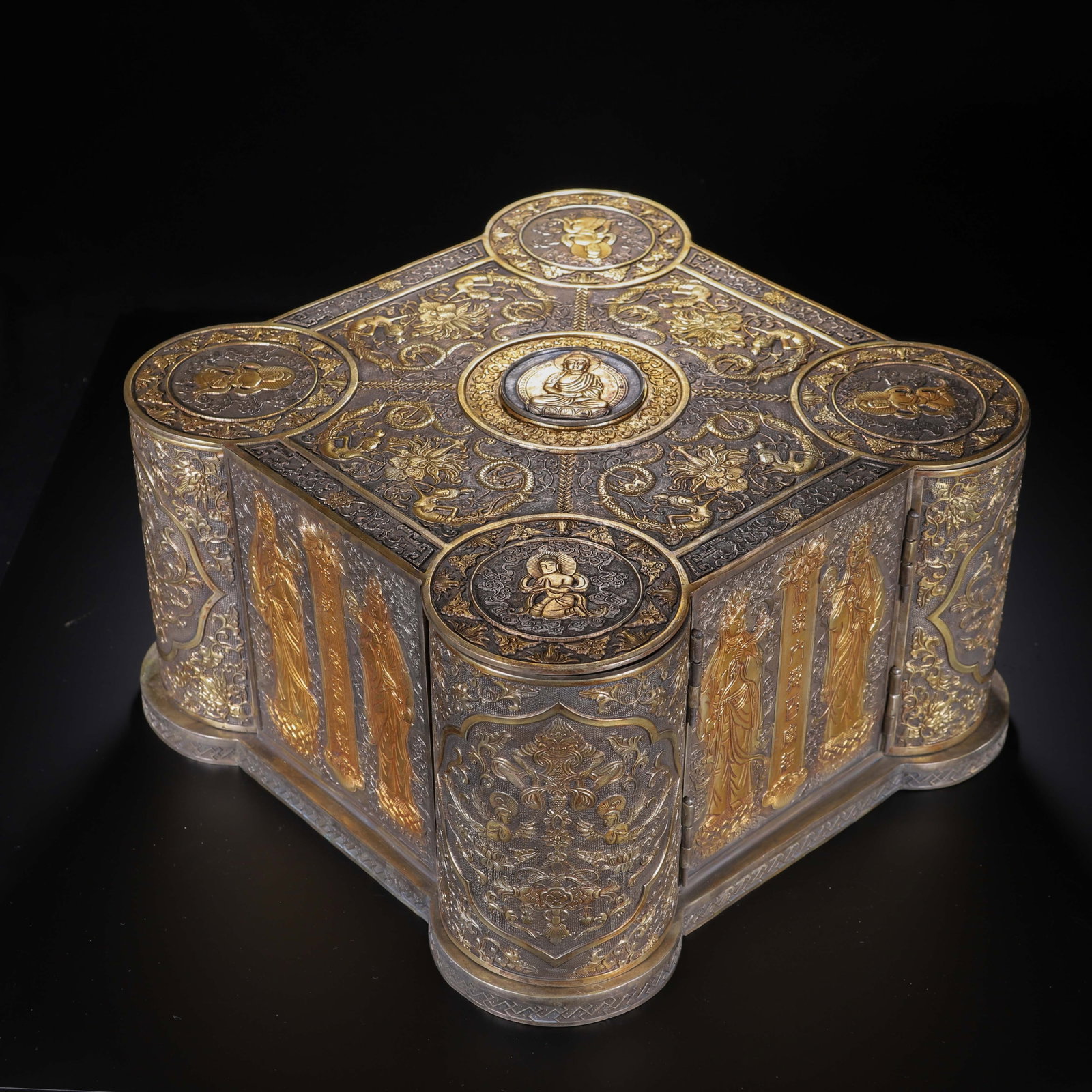 Chinese Silver Gilt Buddhist Scripture Box (1 of 9)