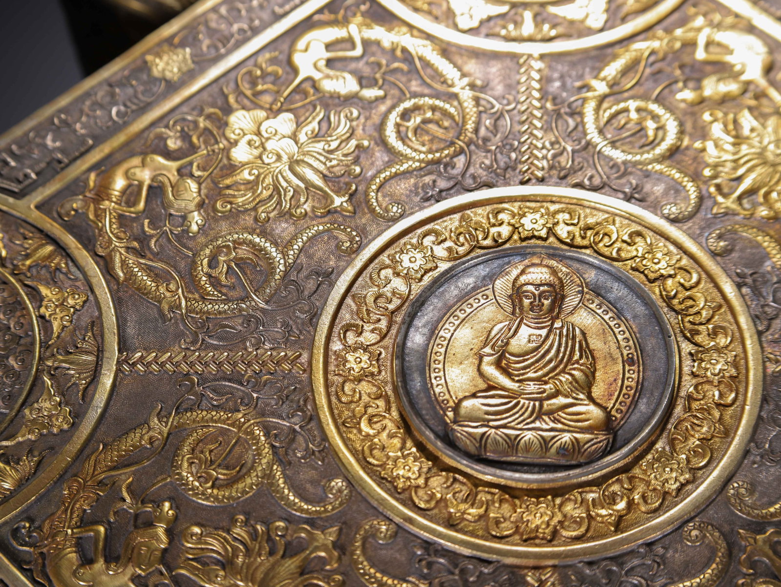 Chinese Silver Gilt Buddhist Scripture Box - 5