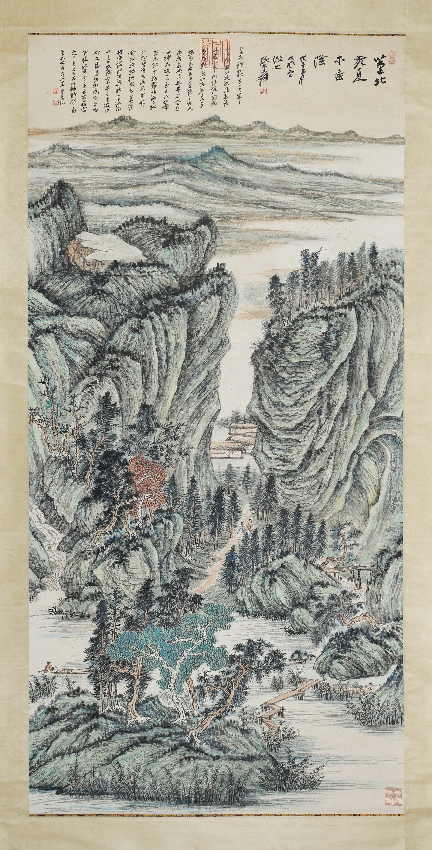 Chinese Drawing Landscape Painting,Zhang Daqian Mark: Chinese Drawing Landscape Painting,Zhang Daqian Mark (183 x 88cm)