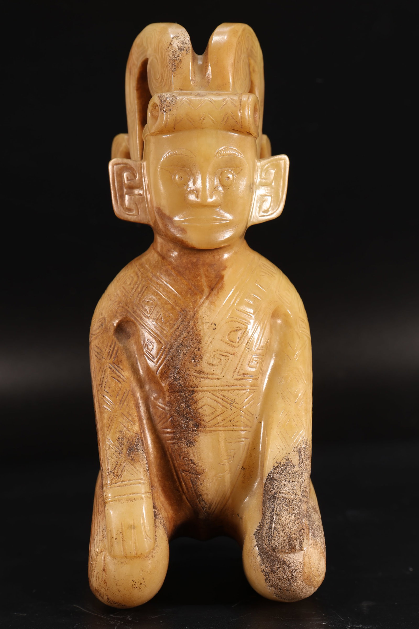 Jade Carved Beast Face Pattern Character Shape Ornament - 4