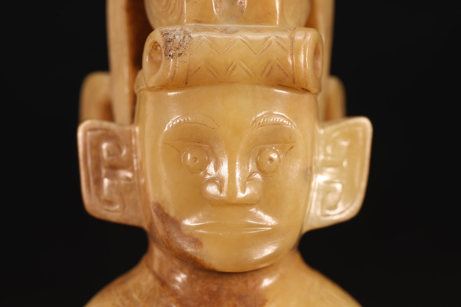 Jade Carved Beast Face Pattern Character Shape Ornament - 5