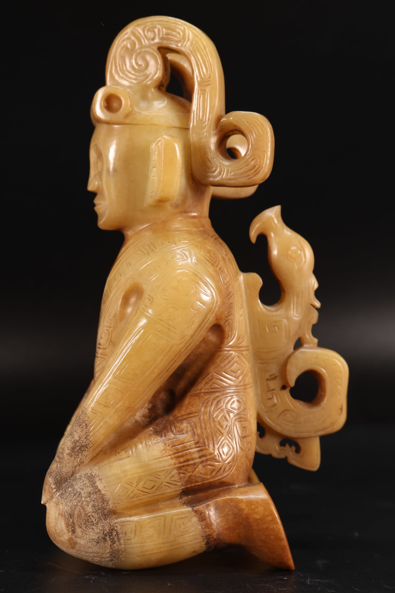 Jade Carved Beast Face Pattern Character Shape Ornament - 6