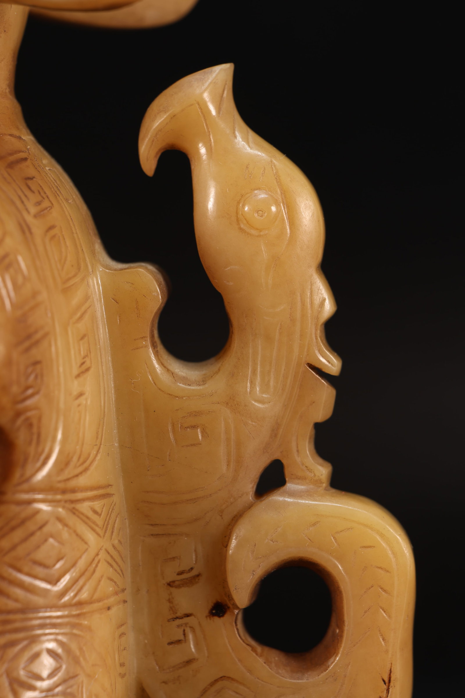 Jade Carved Beast Face Pattern Character Shape Ornament - 8