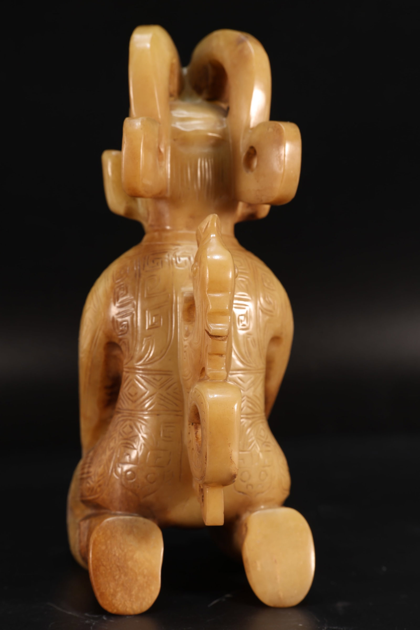 Jade Carved Beast Face Pattern Character Shape Ornament - 9