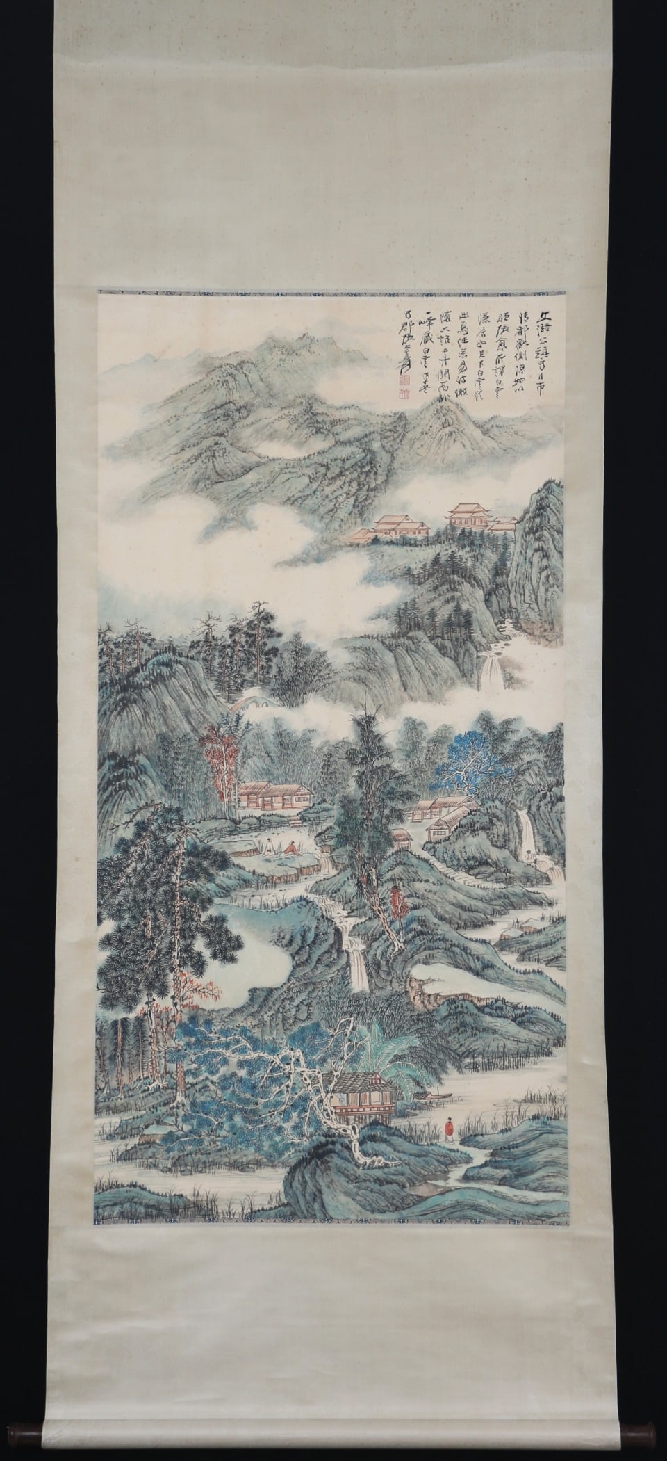 Chinese Drawing Landscape and Character Story Painting,Zhang Daqian Mark: Chinese Drawing Landscape and Character Story Painting,Zhang Daqian Mark (136 x 66cm)