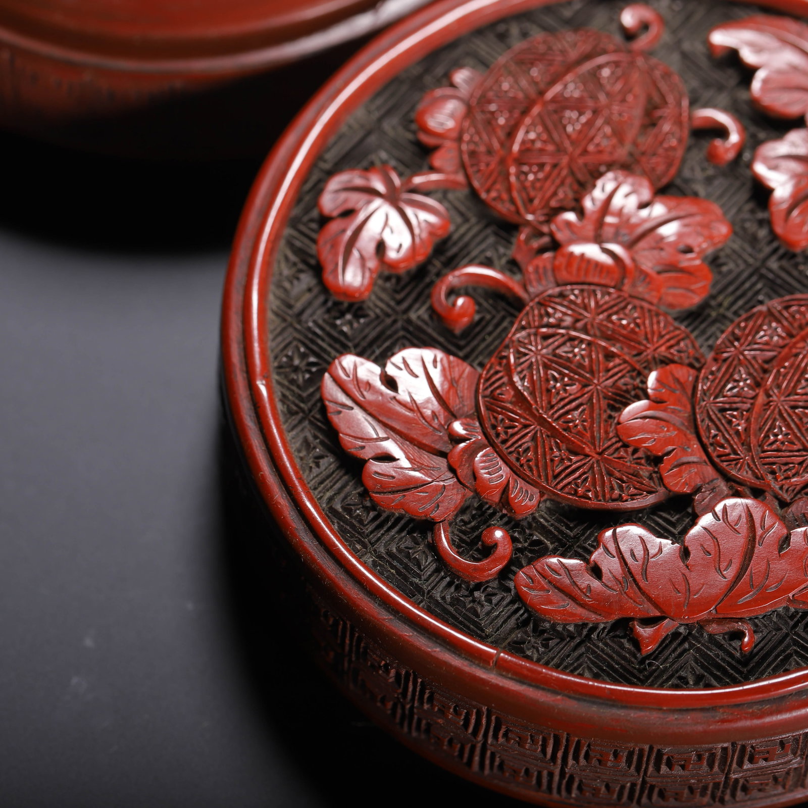 Chinese Cinnabar Lacquer Carved Round Box - 5