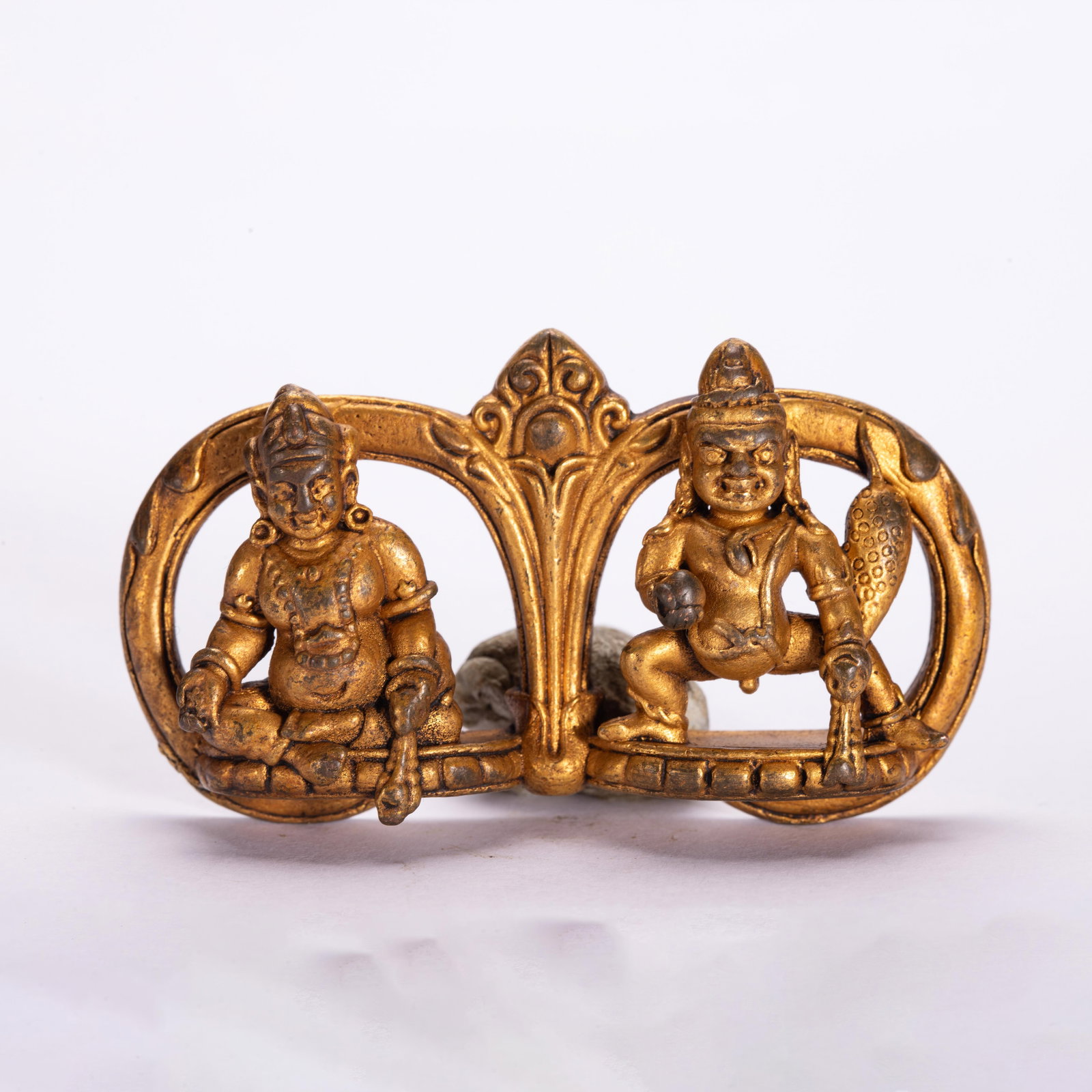 A Chinese Gilt Bronze Kubera Pendant Plaque: A Chinese Gilt Bronze Kubera Pendant Plaque (7 x 4cm,Weight 70g)