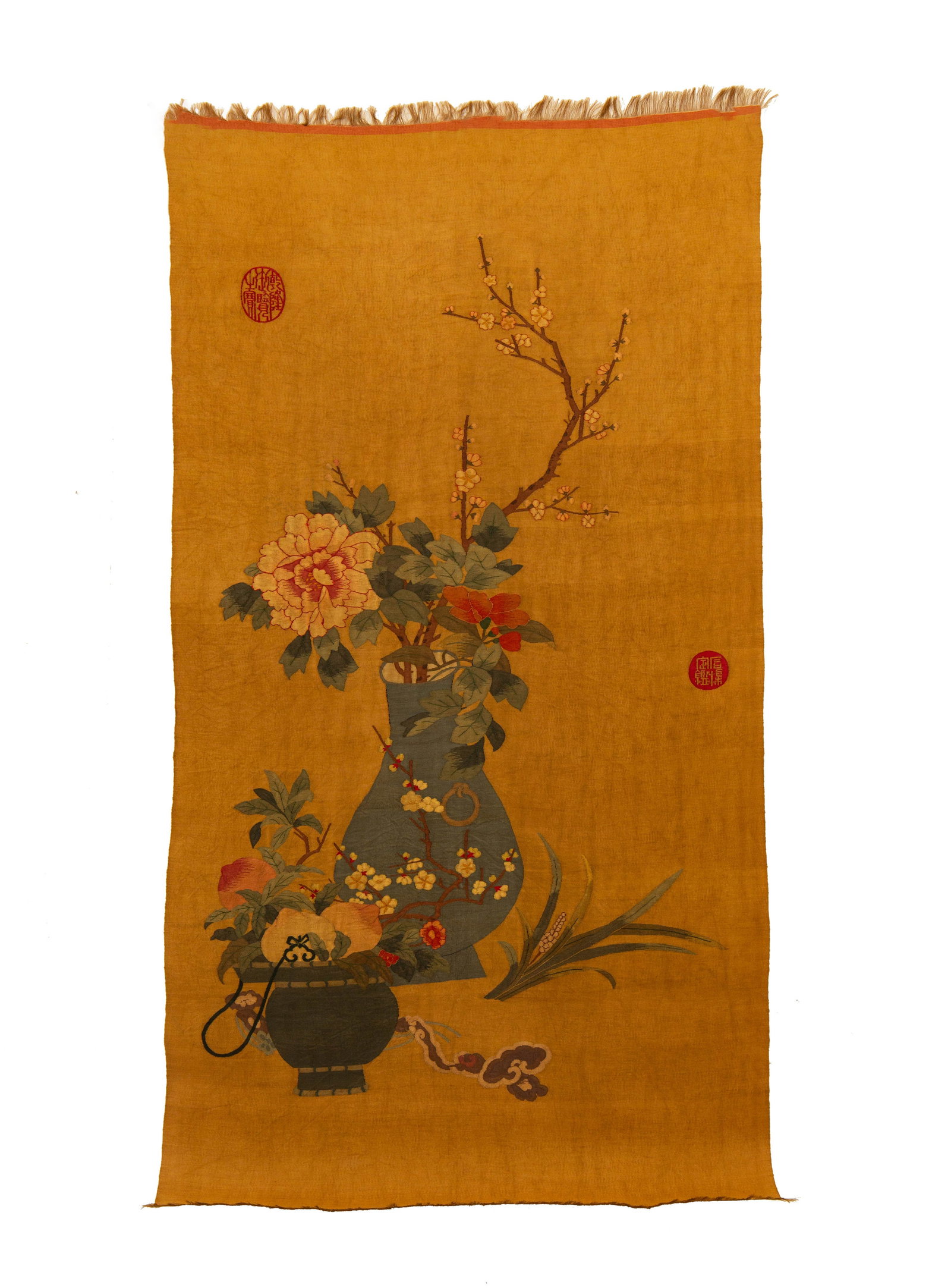 A Chinese Kesi "Qing Gong Tu" Panel: A Chinese Kesi "Qing Gong Tu" Panel (116 x 64cm)