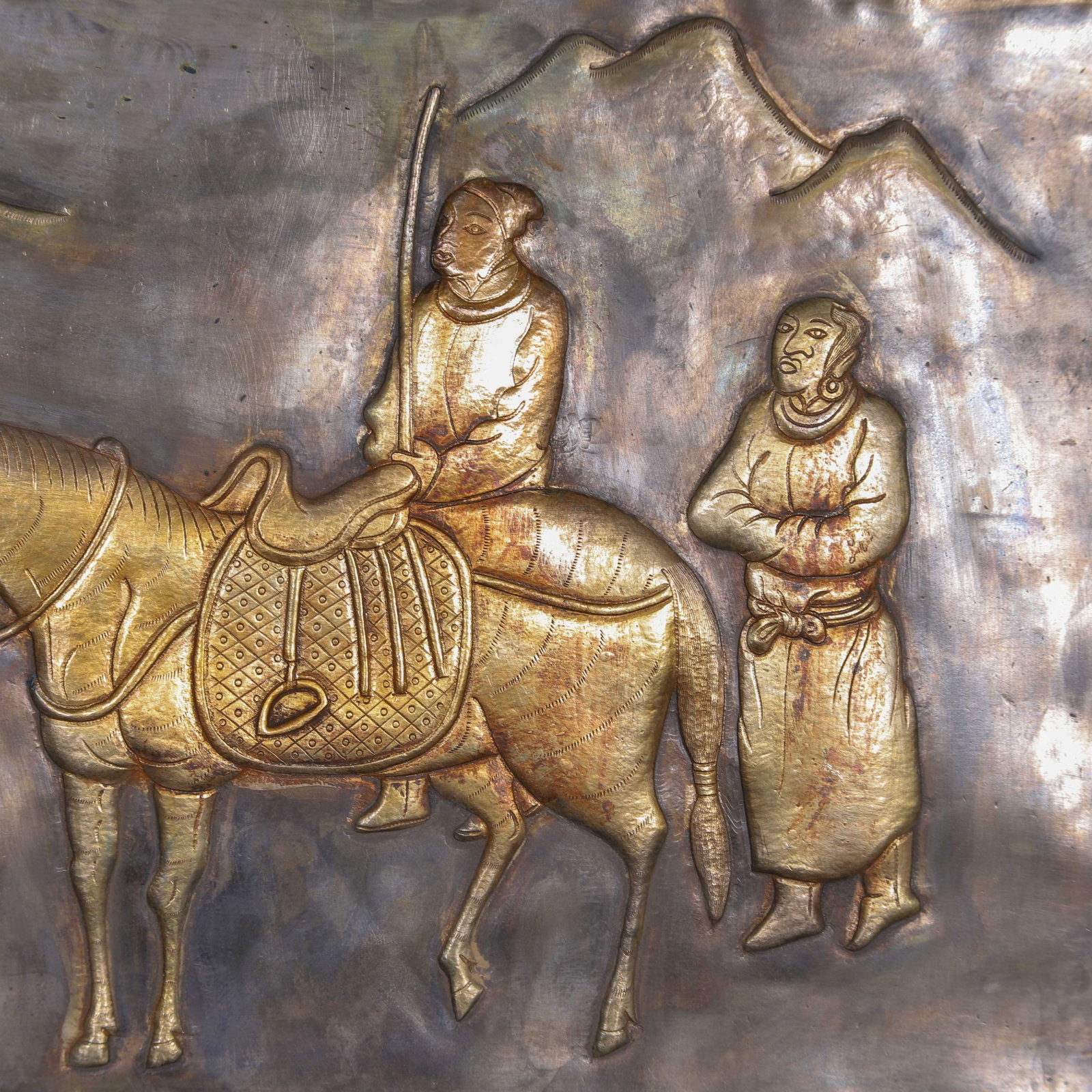Chinese Silver Gilt Relief Plaque - 3