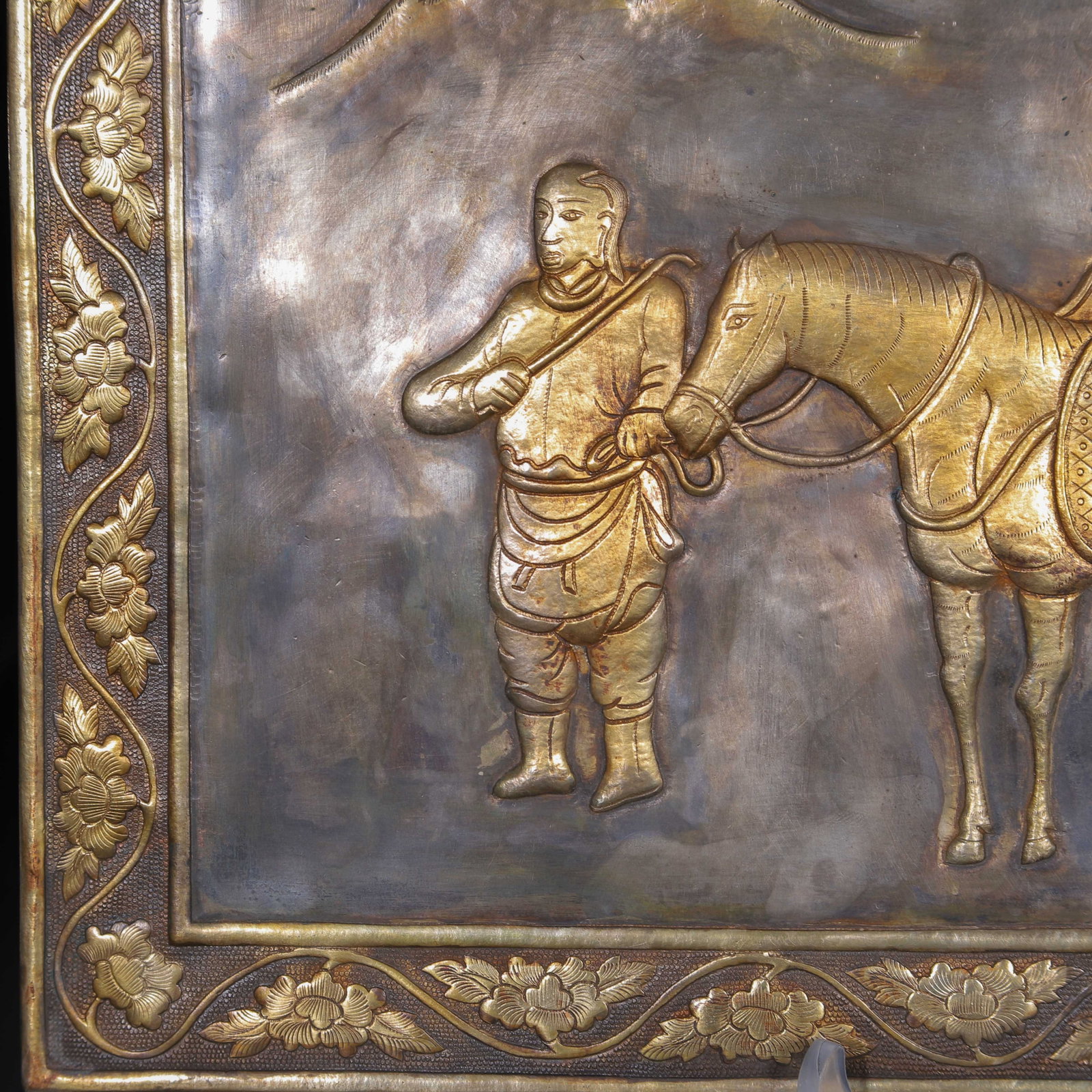 Chinese Silver Gilt Relief Plaque - 6