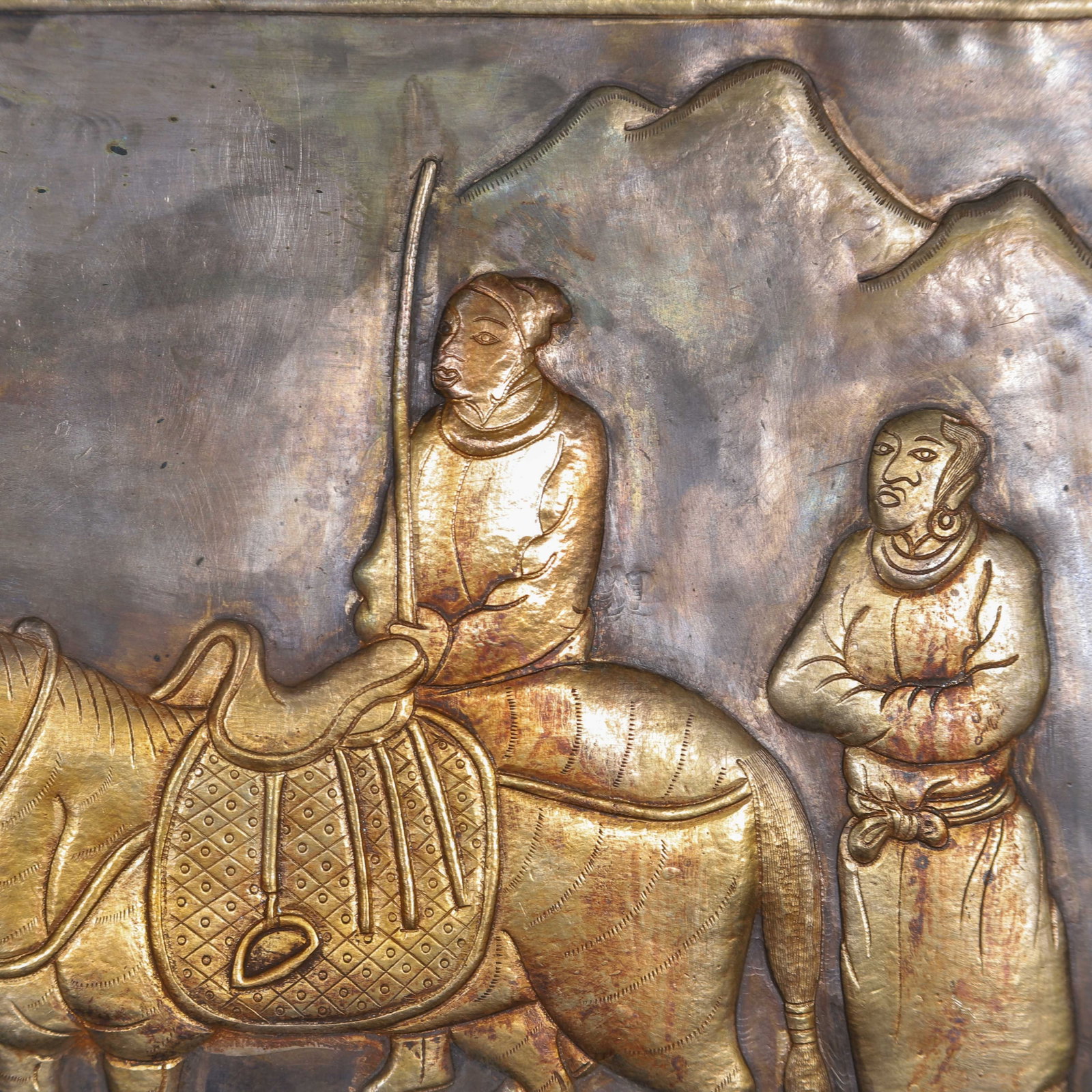Chinese Silver Gilt Relief Plaque - 7