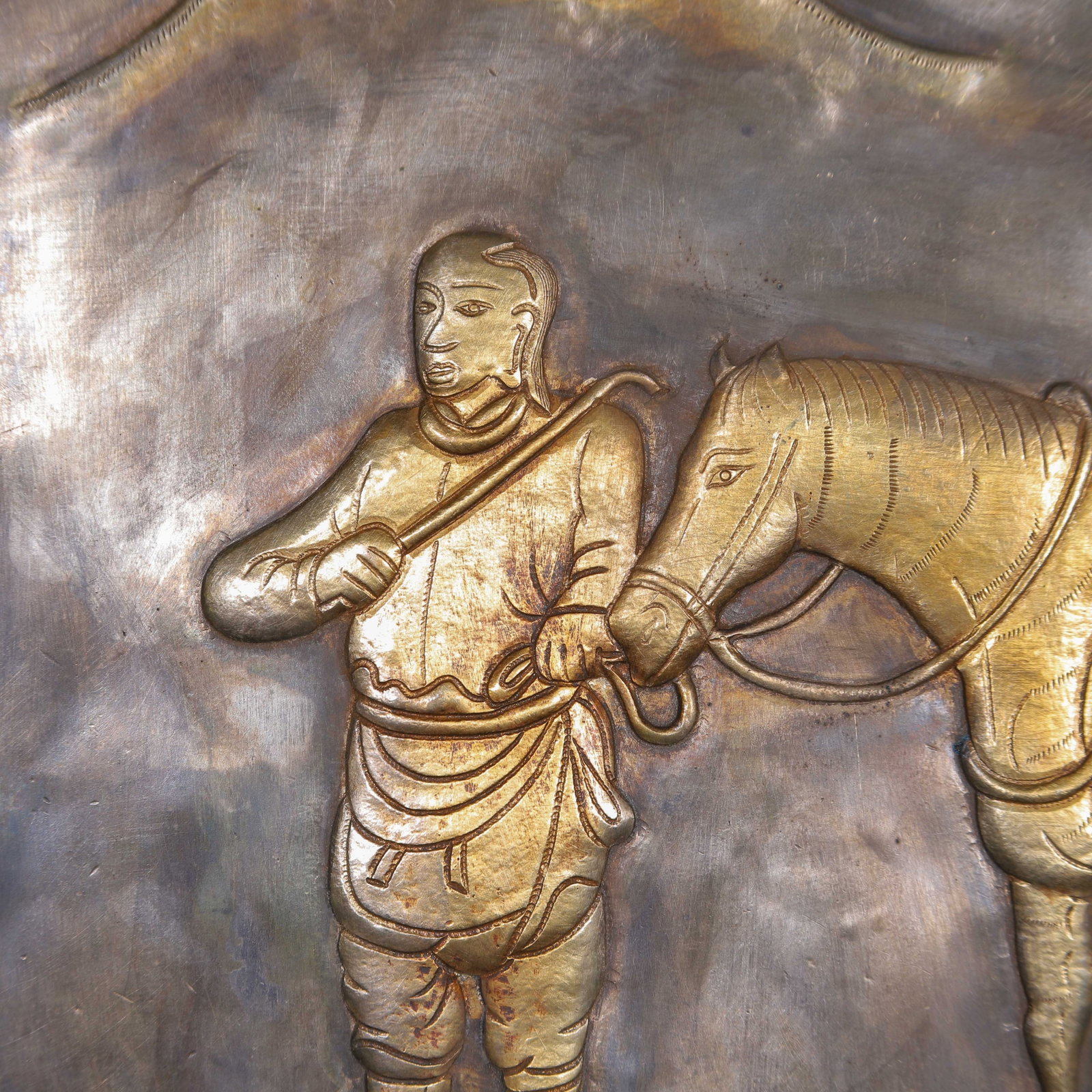 Chinese Silver Gilt Relief Plaque - 8