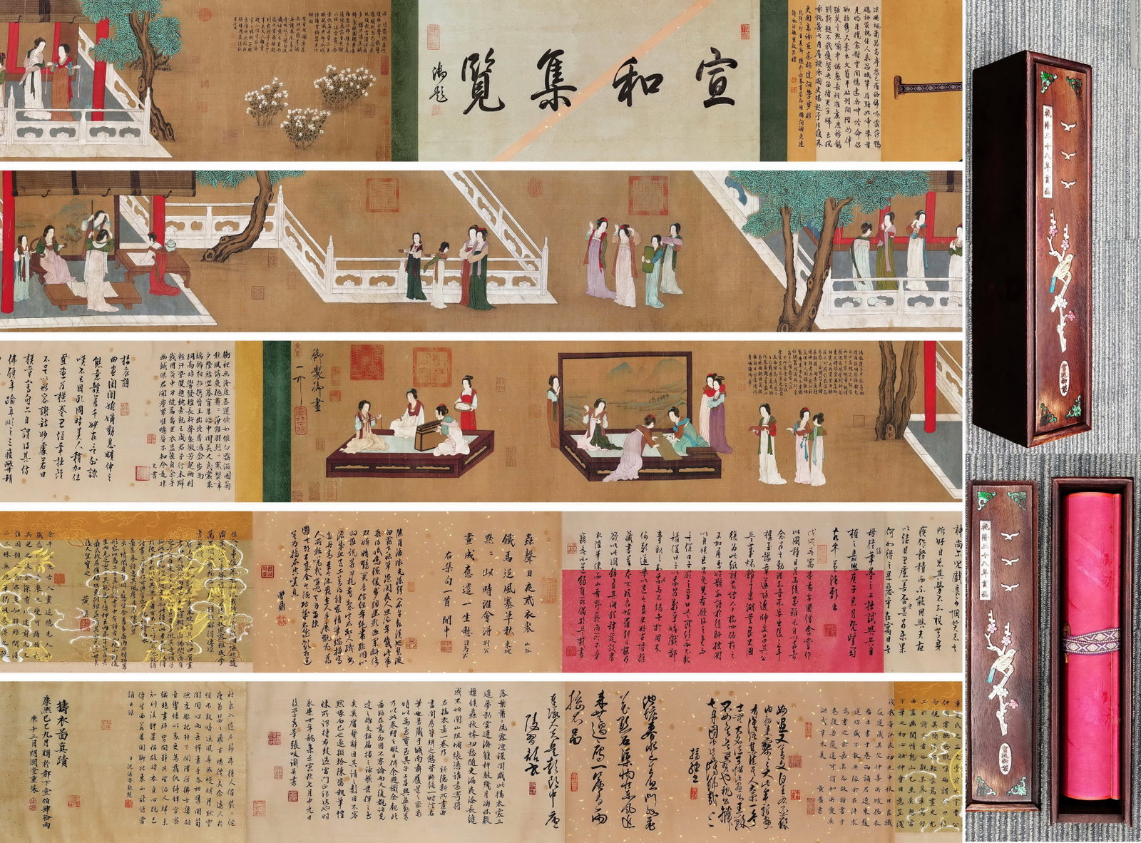 Chinese Drawing Beauty Story Hand Scroll,Song Huizong Mark: Chinese Drawing Beauty Story Hand Scroll,Song Huizong Mark (424 x 34cm)