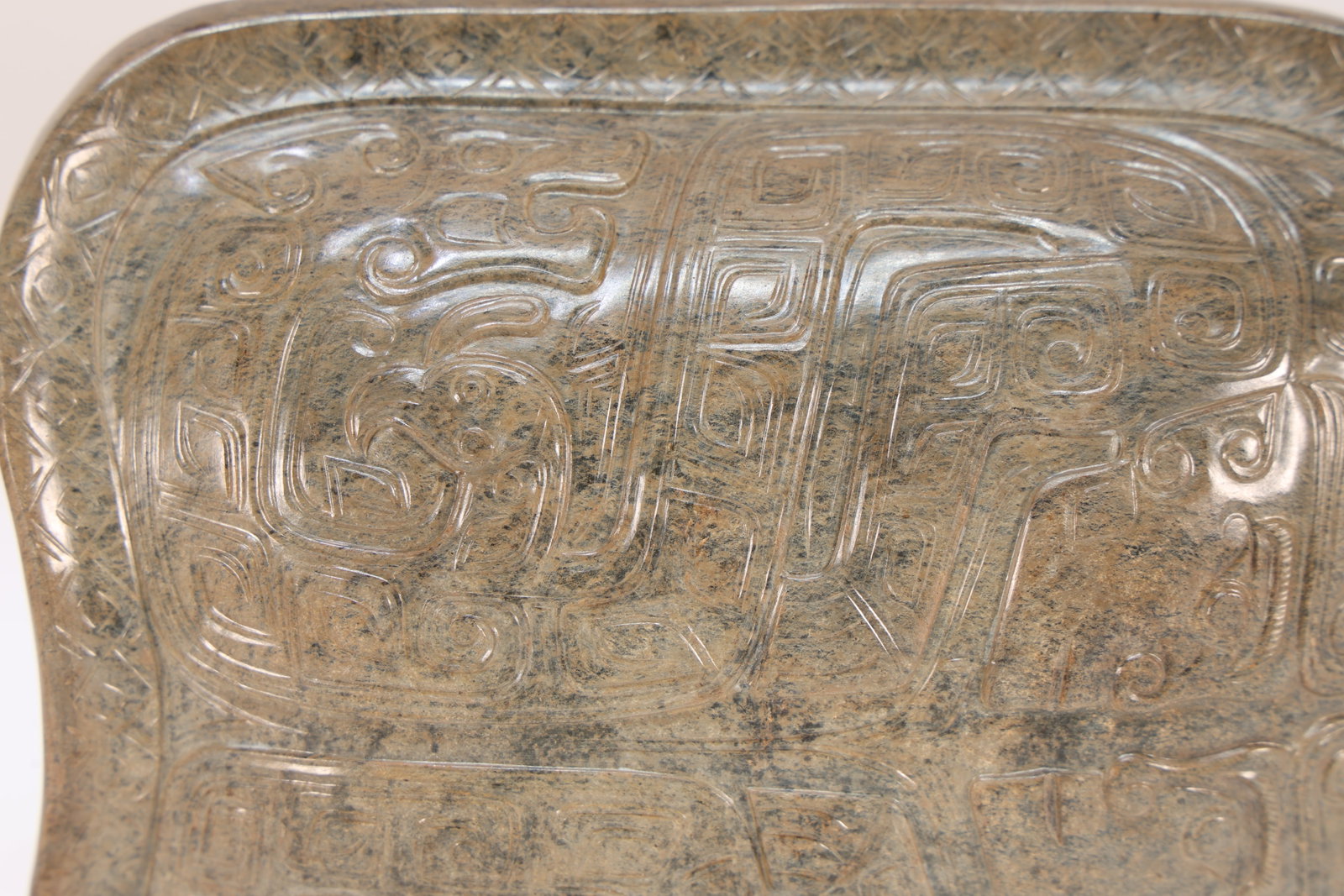 A Jade Carved Beast Face Pattern Turtle Shell - 11