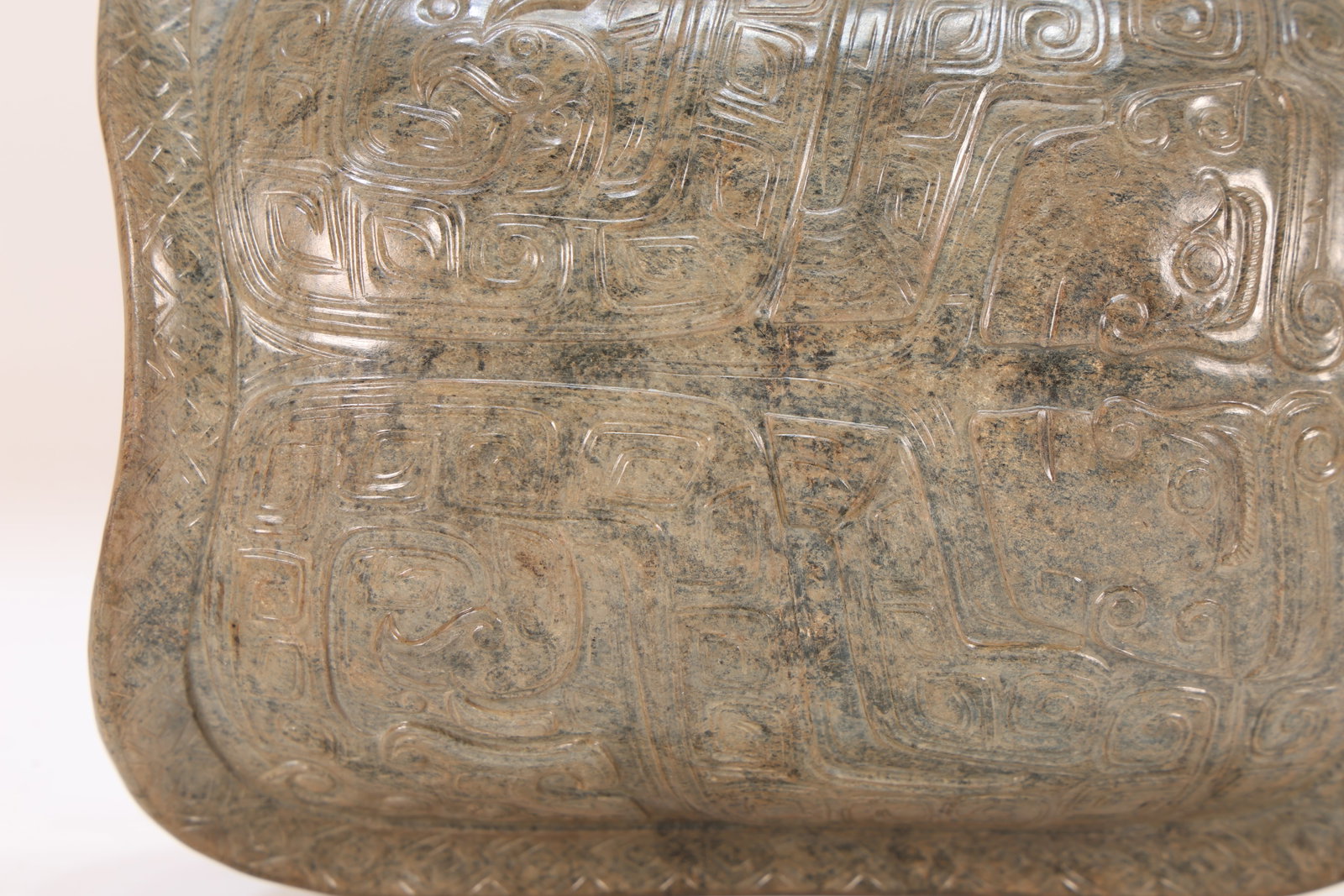 A Jade Carved Beast Face Pattern Turtle Shell - 13