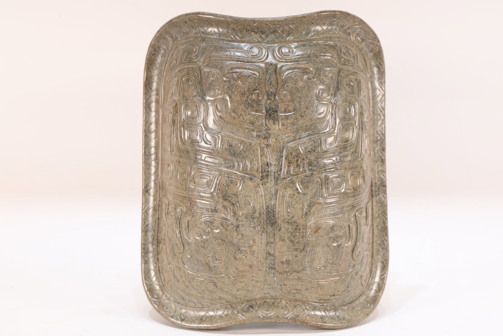 A Jade Carved Beast Face Pattern Turtle Shell - 3