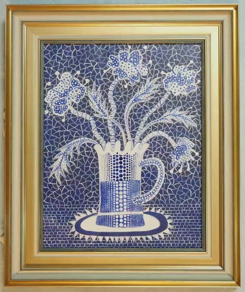 Drawing Flower Oil Painting,Yayoi Kusama Mark: Drawing Flower Oil Painting,Yayoi Kusama Mark (47 x 56cm)