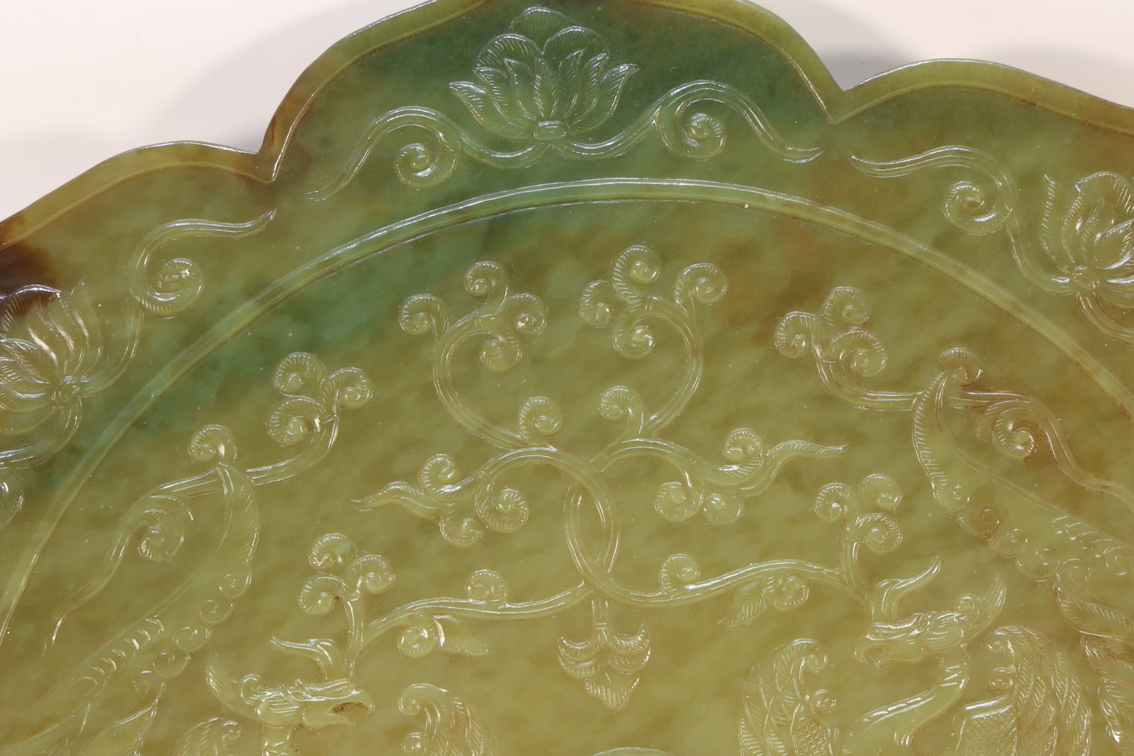 A Jade Carved Flower and Phoenix Pattern Mirror - 2
