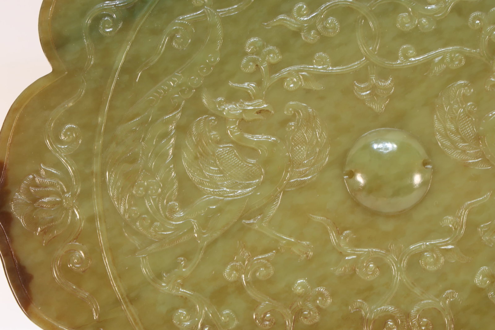 A Jade Carved Flower and Phoenix Pattern Mirror - 3
