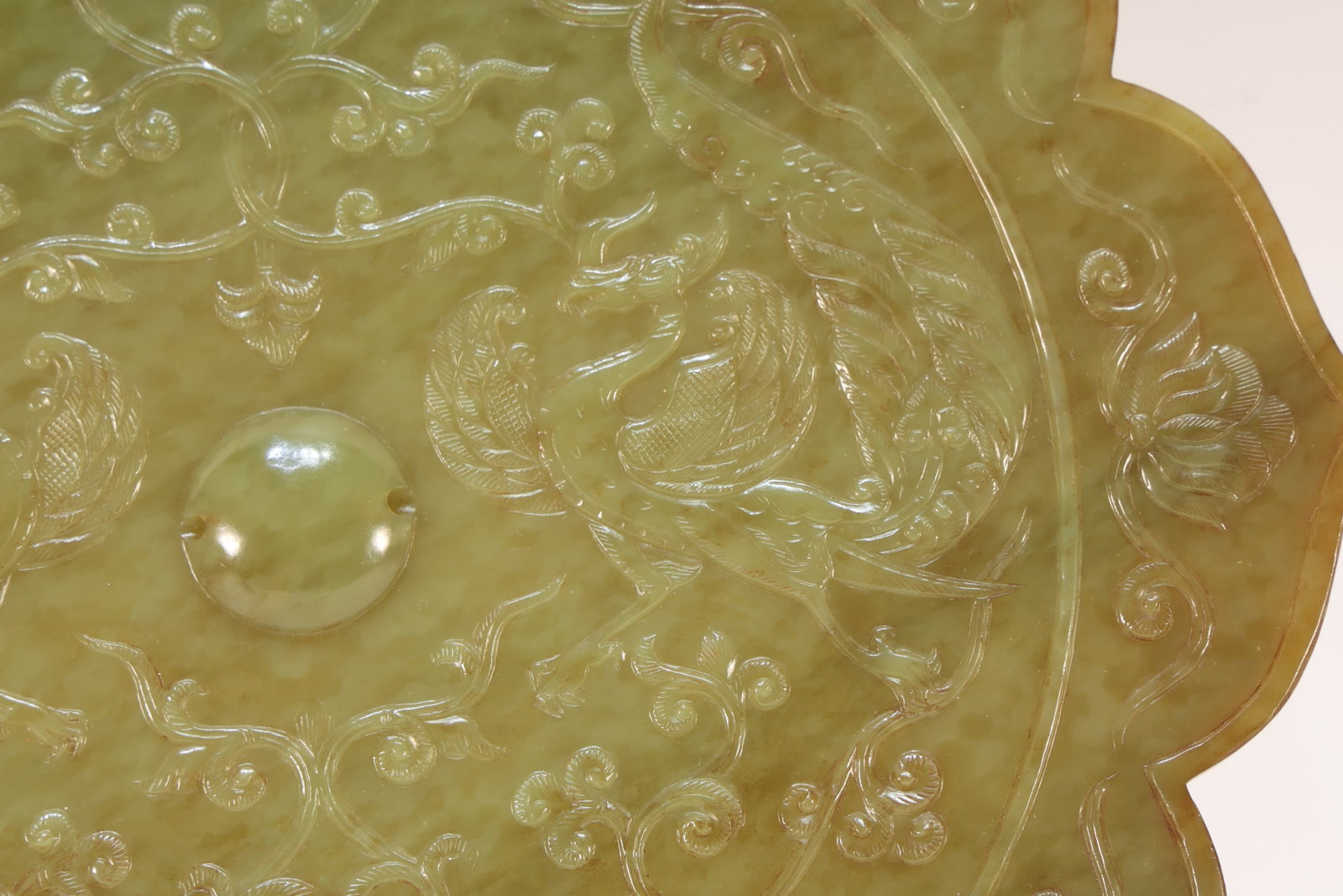 A Jade Carved Flower and Phoenix Pattern Mirror - 4