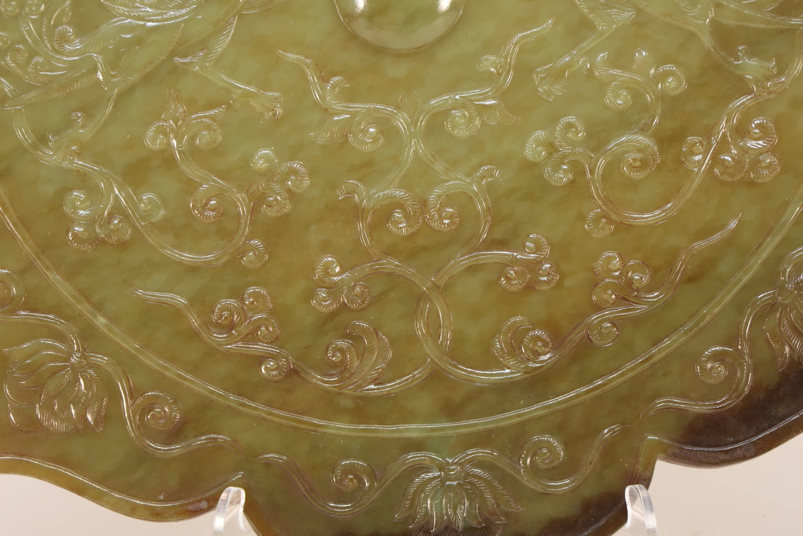 A Jade Carved Flower and Phoenix Pattern Mirror - 5