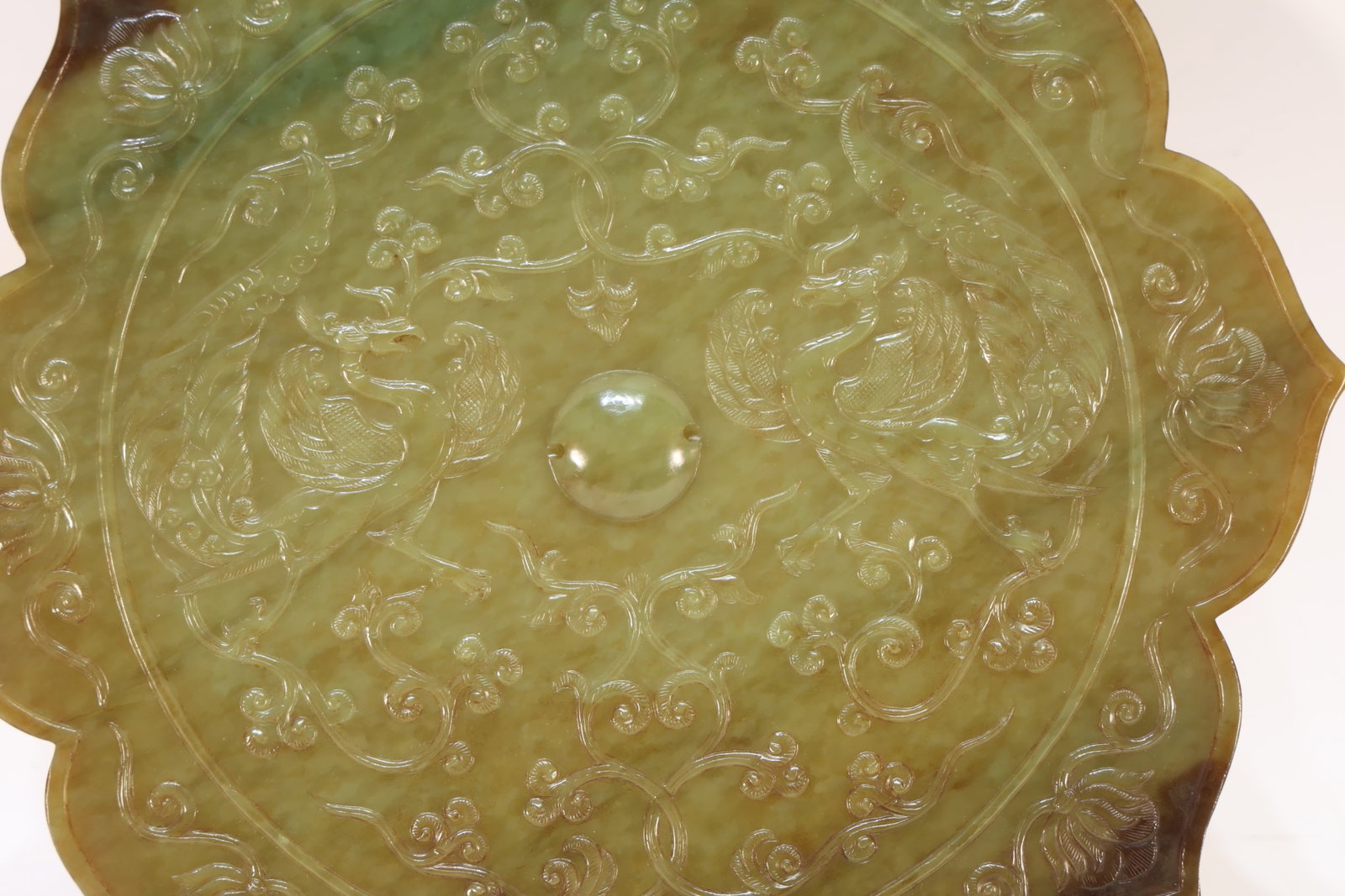 A Jade Carved Flower and Phoenix Pattern Mirror - 6