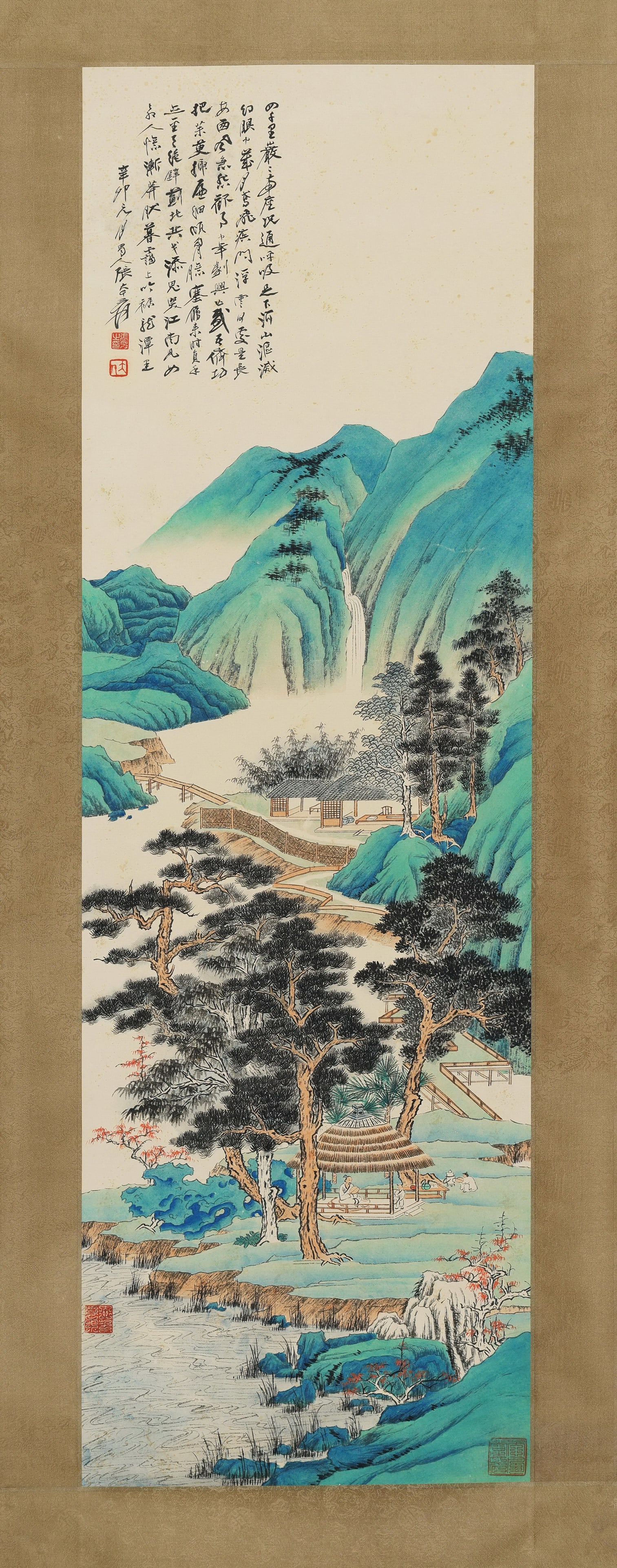 Chinese Drawing Character Story and Landscape Painting,Zhang Daqian Mark: Chinese Drawing Character Story and Landscape Painting,Zhang Daqian Mark (122 x 40cm)