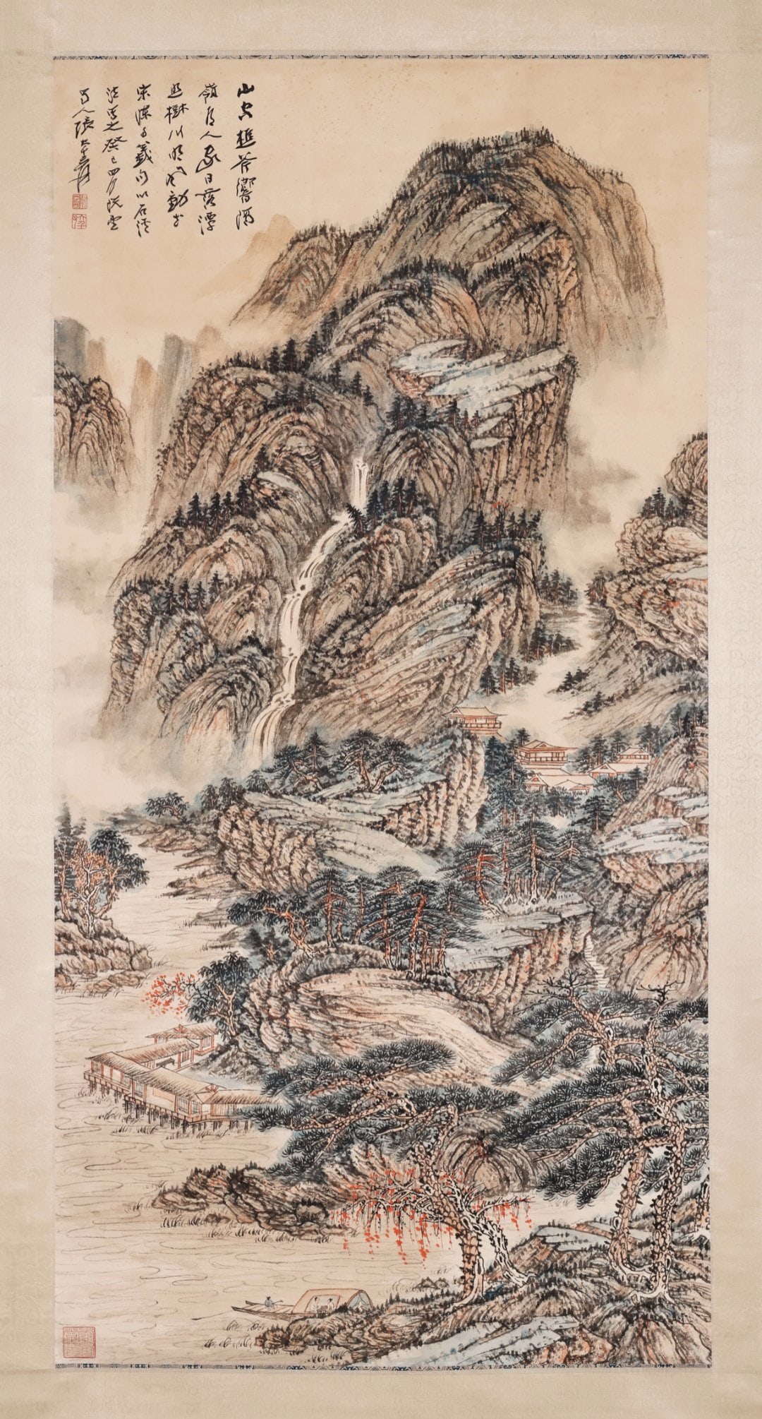 Chinese Drawing Landscape Painting,Zhang Daqian Mark: Chinese Drawing Landscape Painting,Zhang Daqian Mark (134 x 68cm)