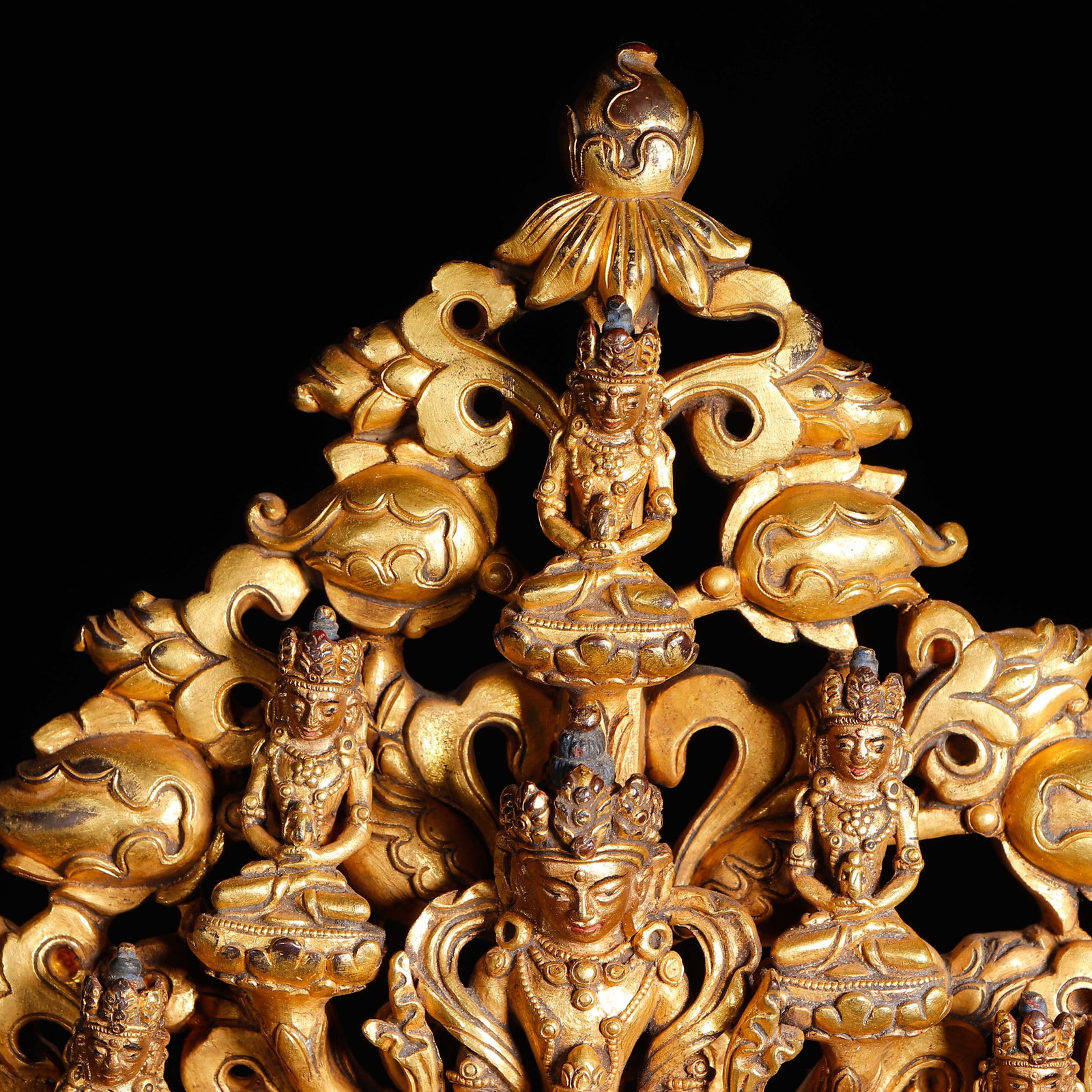 A CHINESE GILT-BRONZE BUDDHIST TREE STATUE - 3